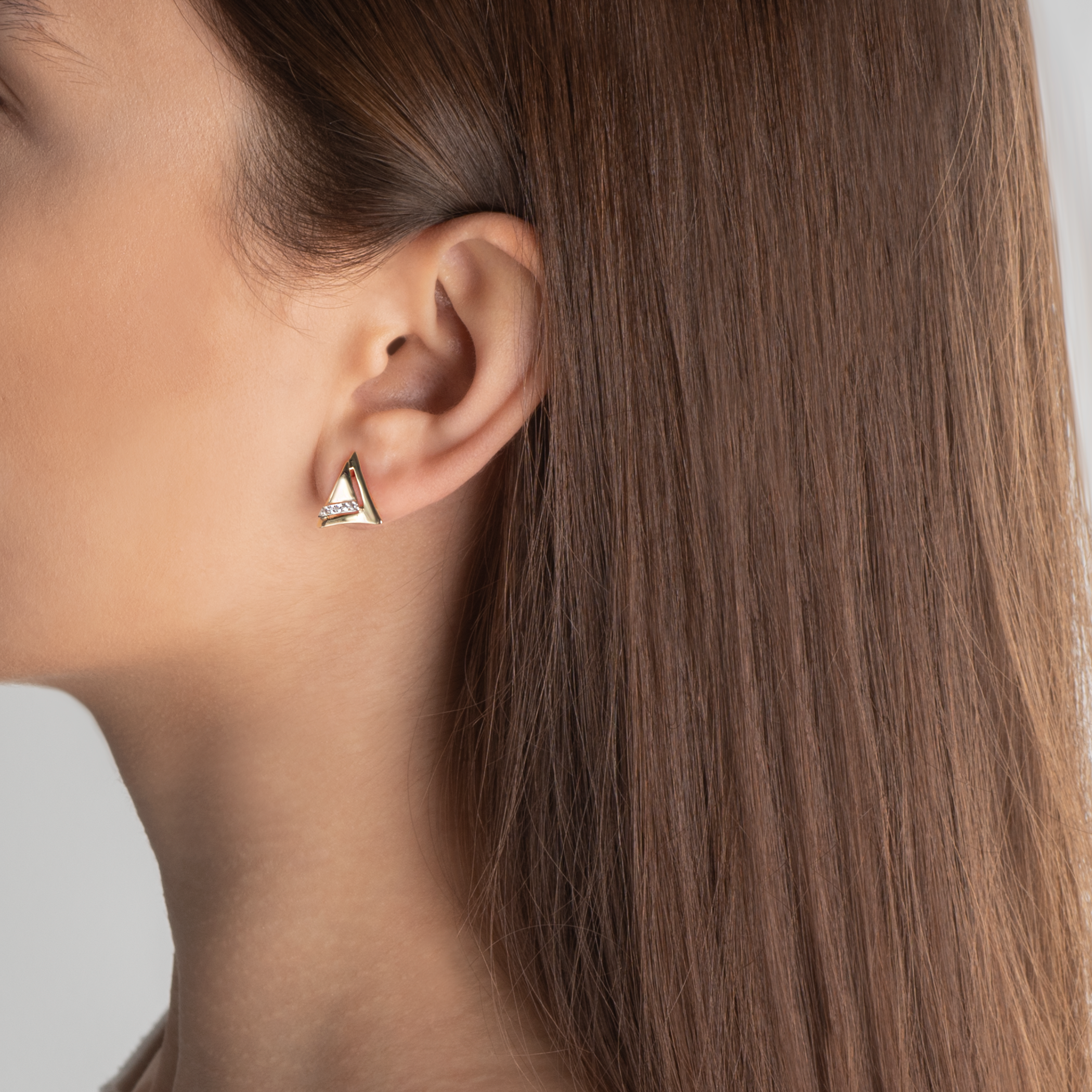 Ohrringe Dreieck: Gold, Zirkonia - 4