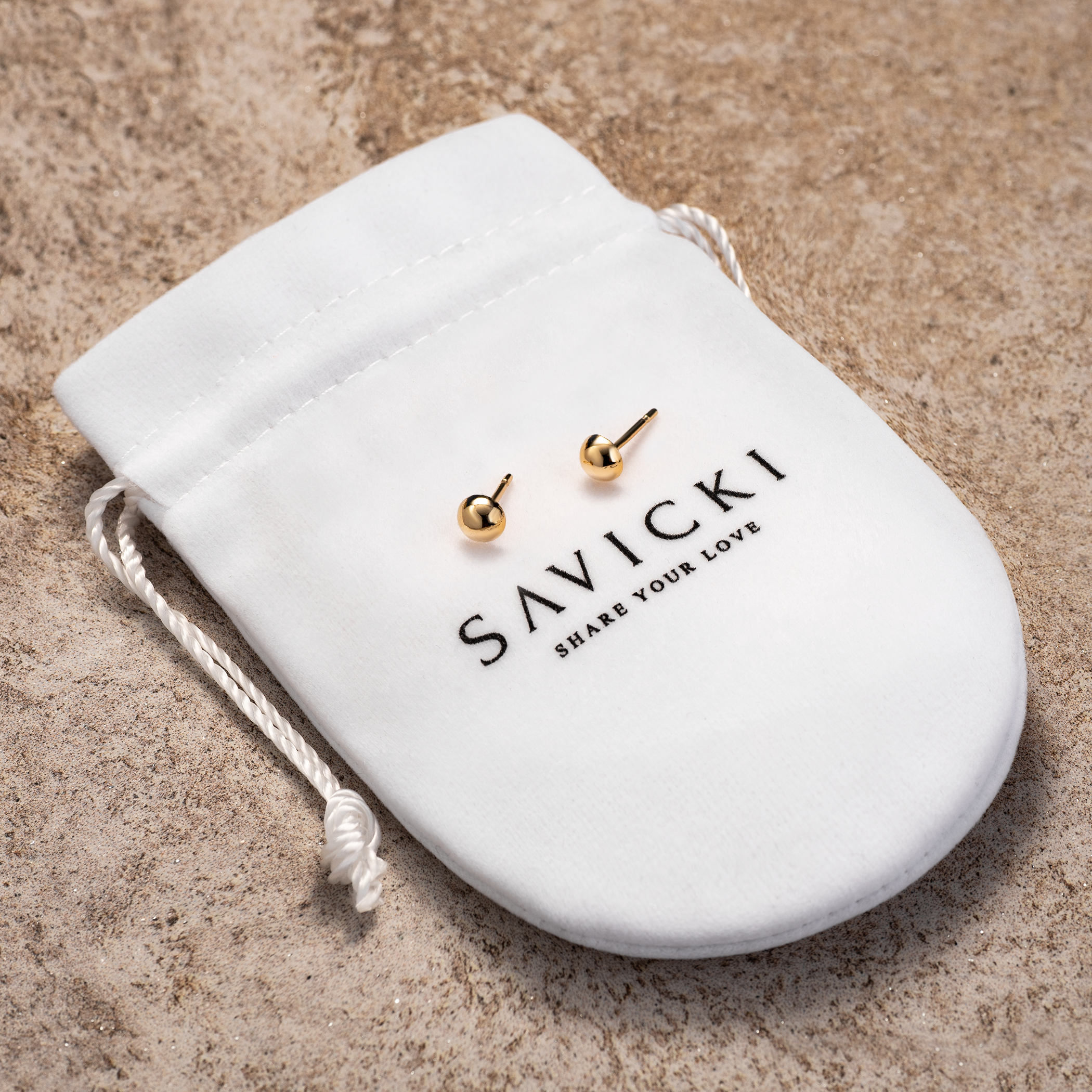 Kolczyki półkule Savicki: złote - 3