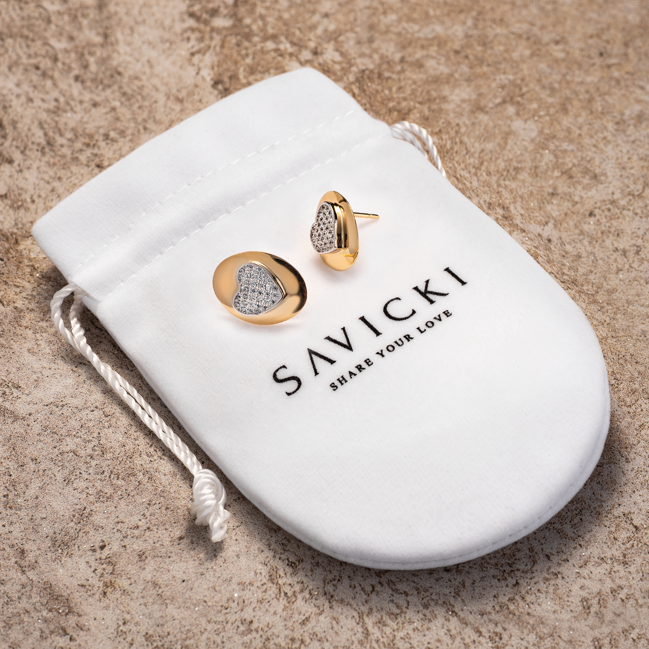 Ohrringe Herzchen Savicki: Gold, Zirkonia