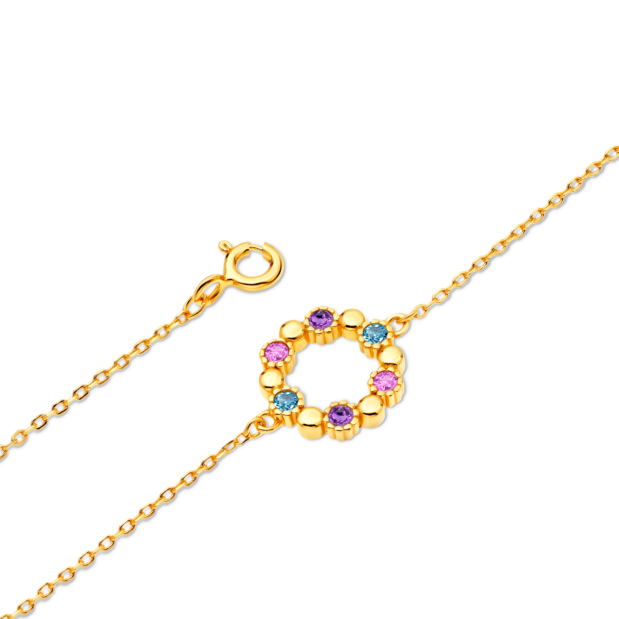 Bransoletka kwiatek Savicki: srebrna pozłacana, cyrkonie - 3