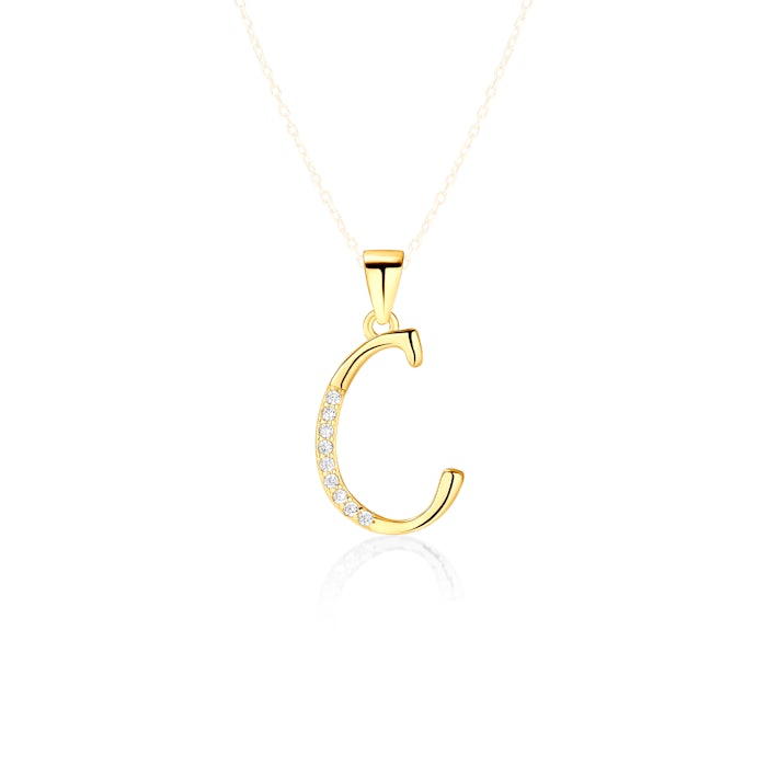 Zawieszka literka C Savicki: srebrna pozłacana, cyrkonie