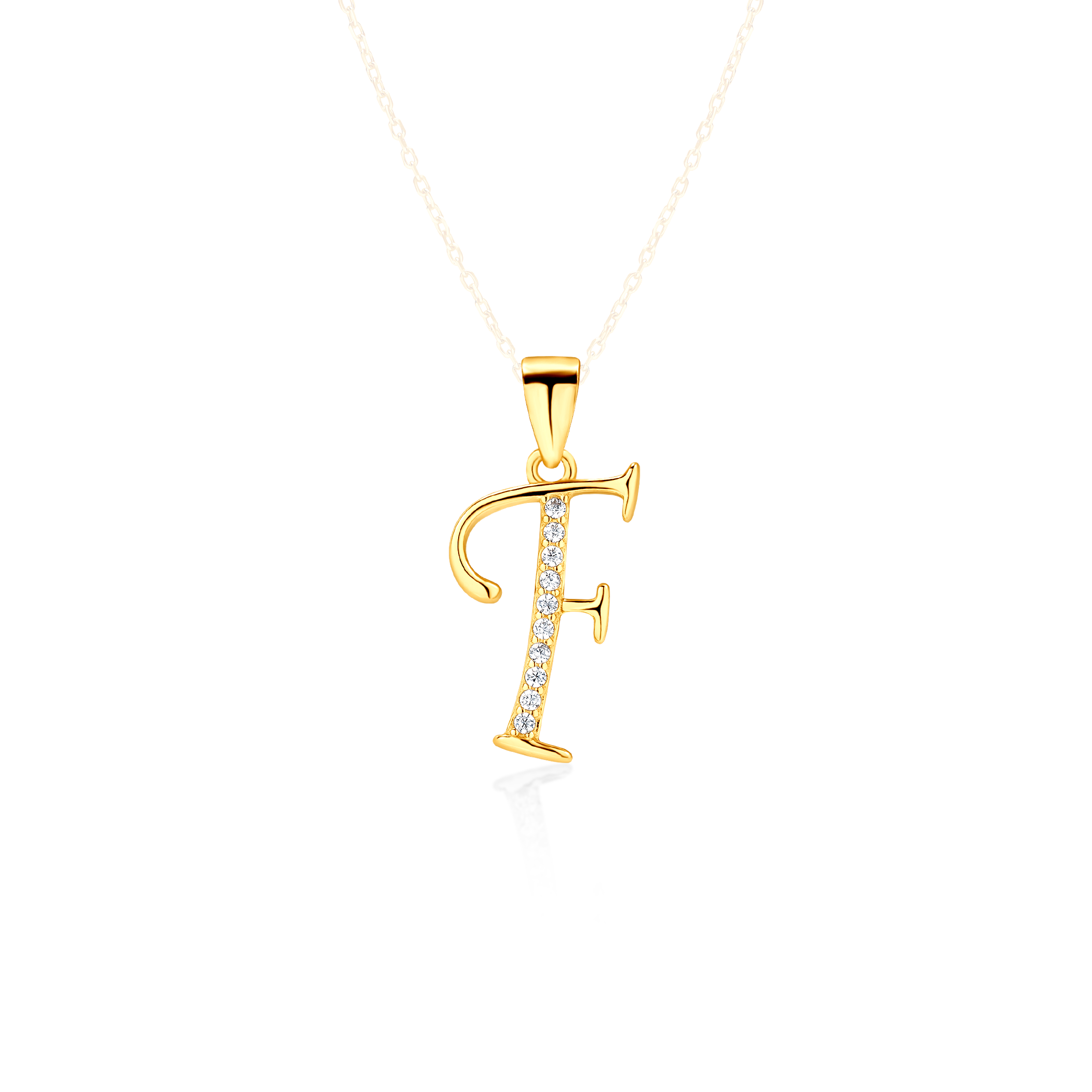 Prívesok písmeno F SAVICKI: strieborný pozlatený, zirkóny