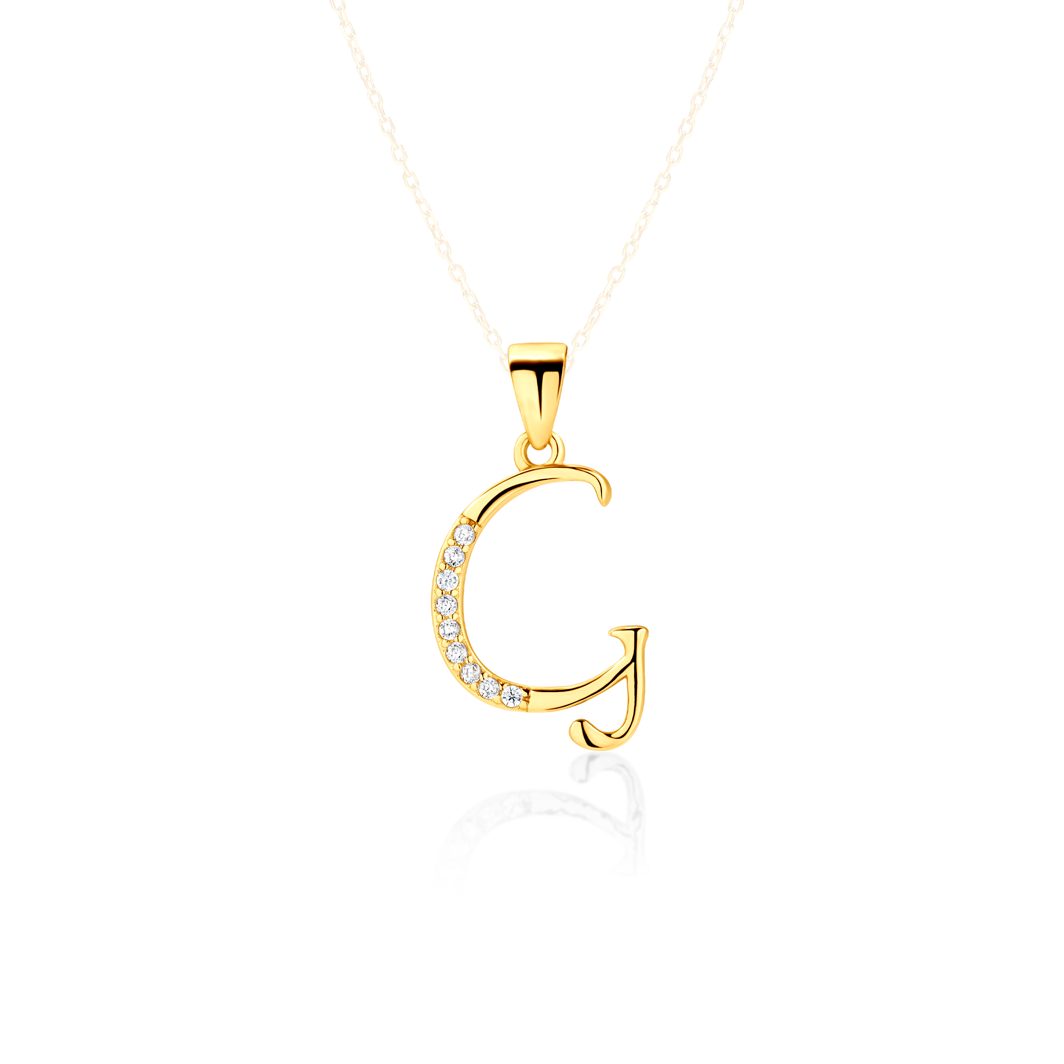 Zawieszka literka G Savicki: srebrna pozłacana, cyrkonie