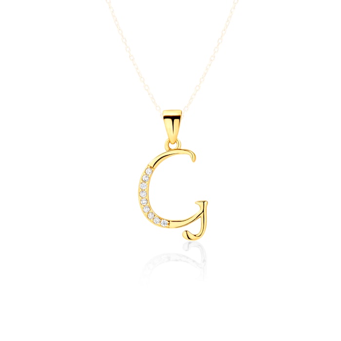 Zawieszka literka G Savicki: srebrna pozłacana, cyrkonie