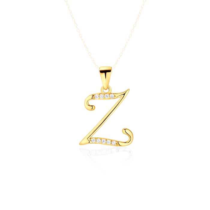 Pendant letter Z Savicki: gold-plated silver, cubic zirconia