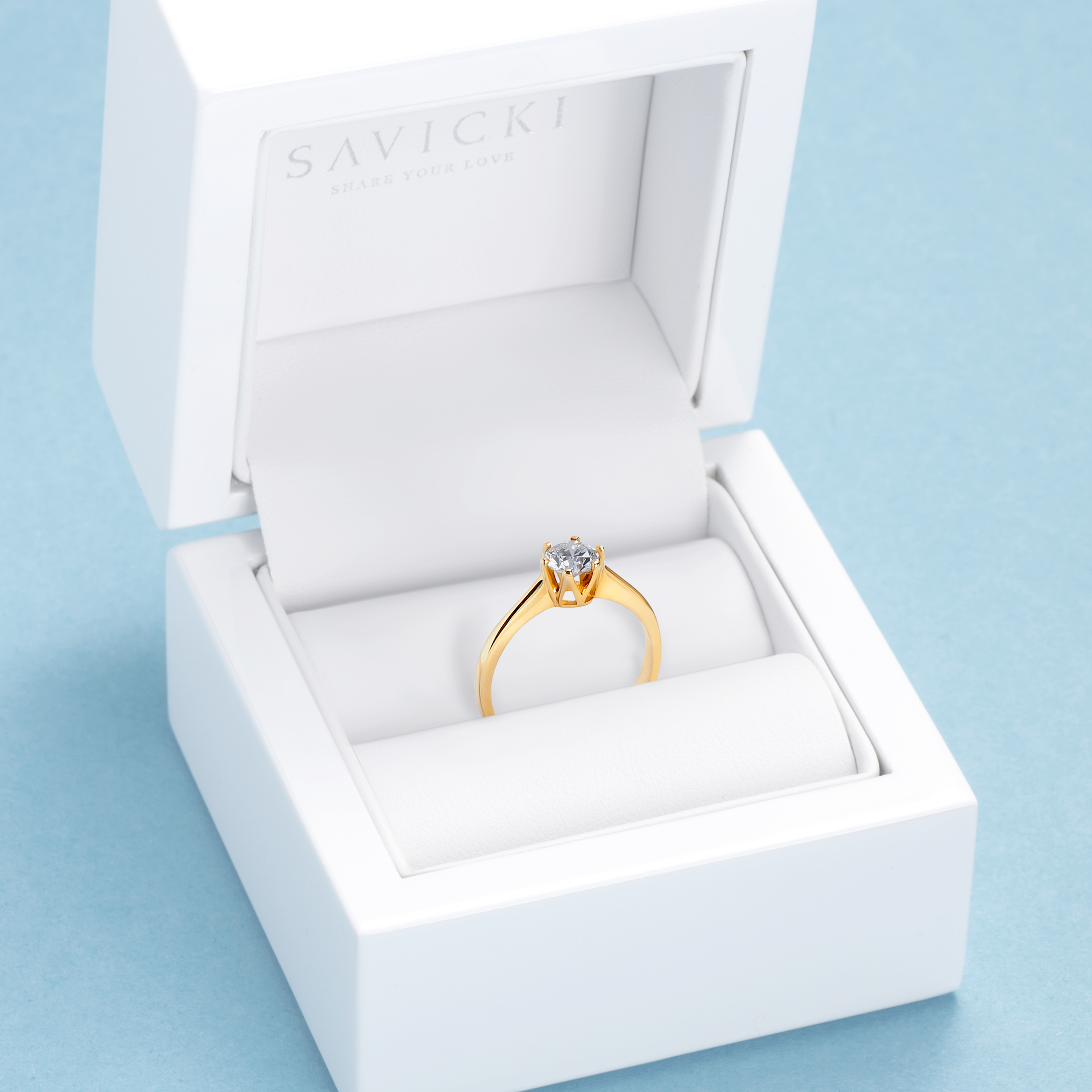 Pierścionek zaręczynowy SAVICKI: złoty, diament