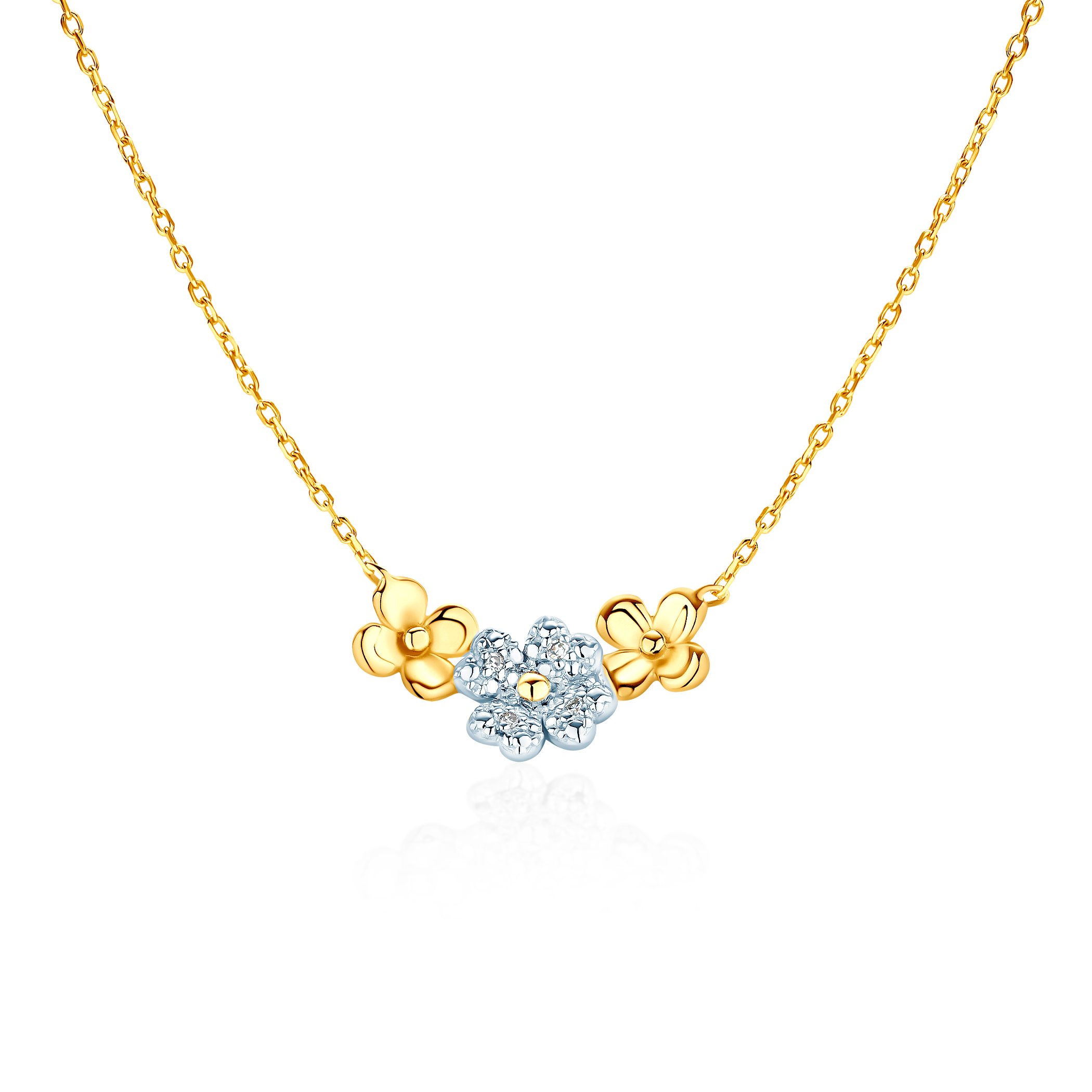 Naszyjnik kwiatki Savicki: złoty, diamenty