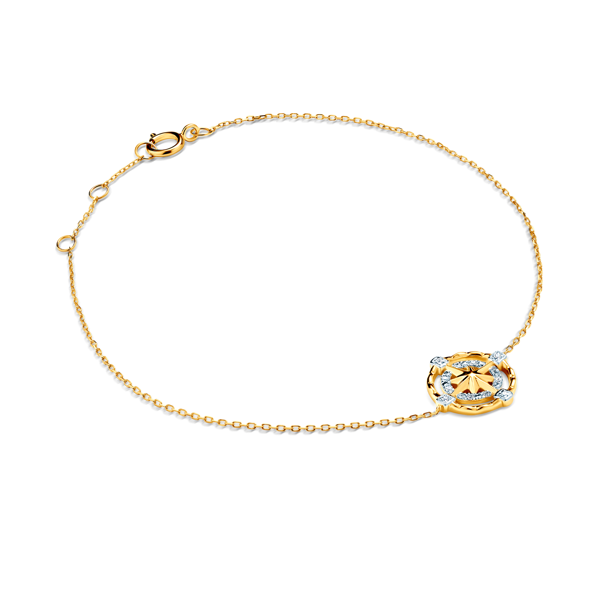 Bransoletka róża wiatrów Savicki: złota, diamenty