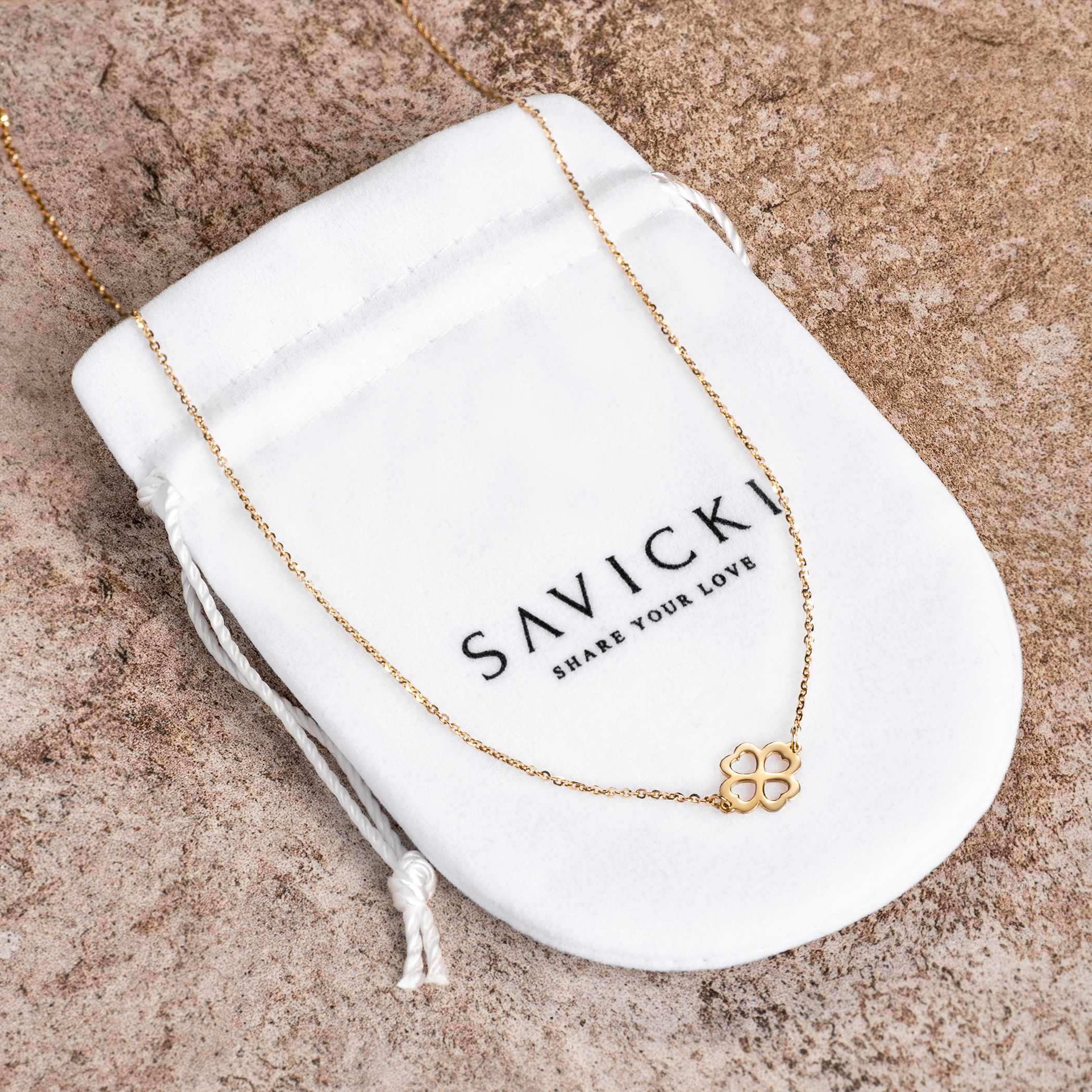 Naszyjnik koniczyna Savicki: złoty - 3