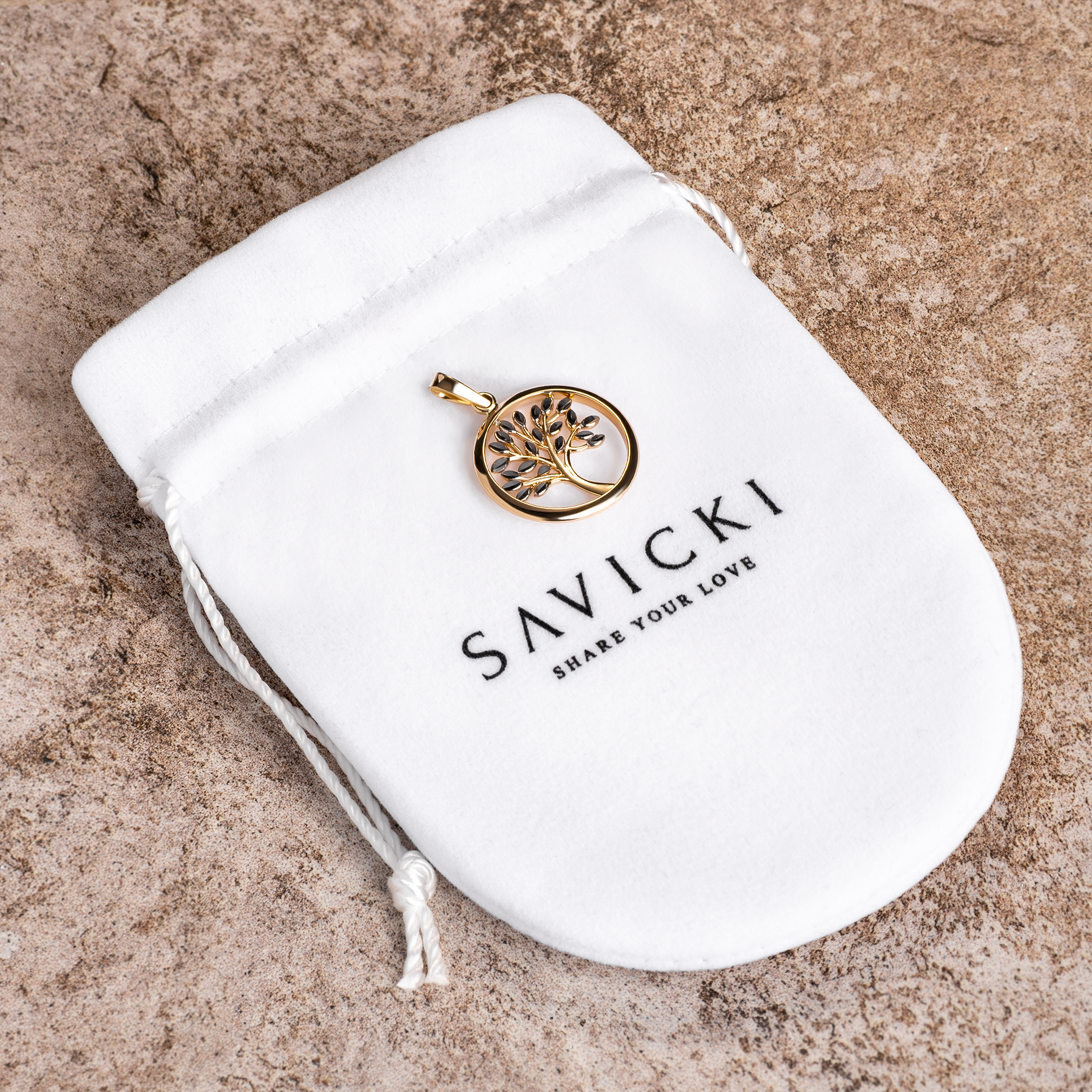 Zawieszka drzewo życia Savicki: dwukolorowe złoto - 3