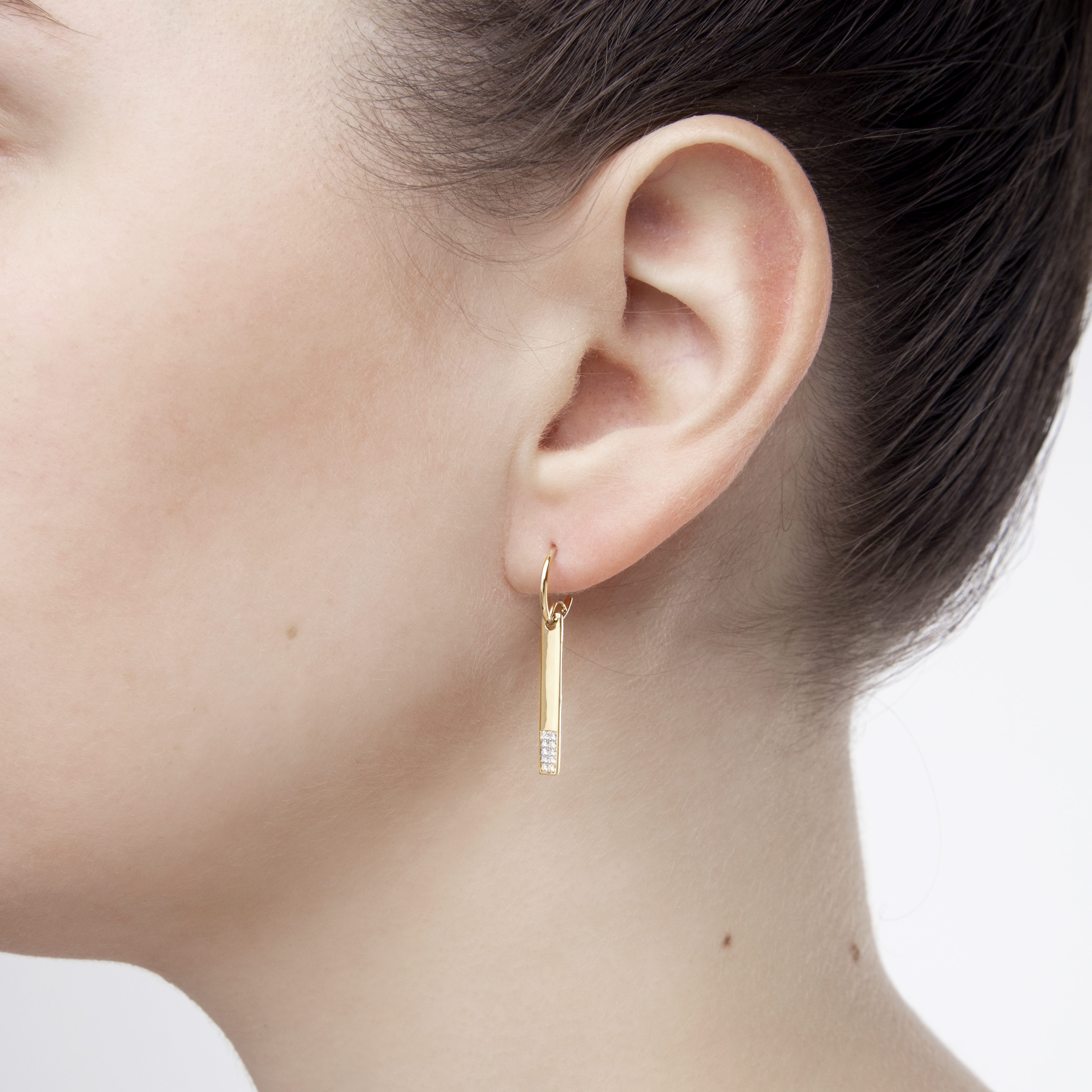 Kolczyki prostokąty Savicki: złote, diamenty - 4