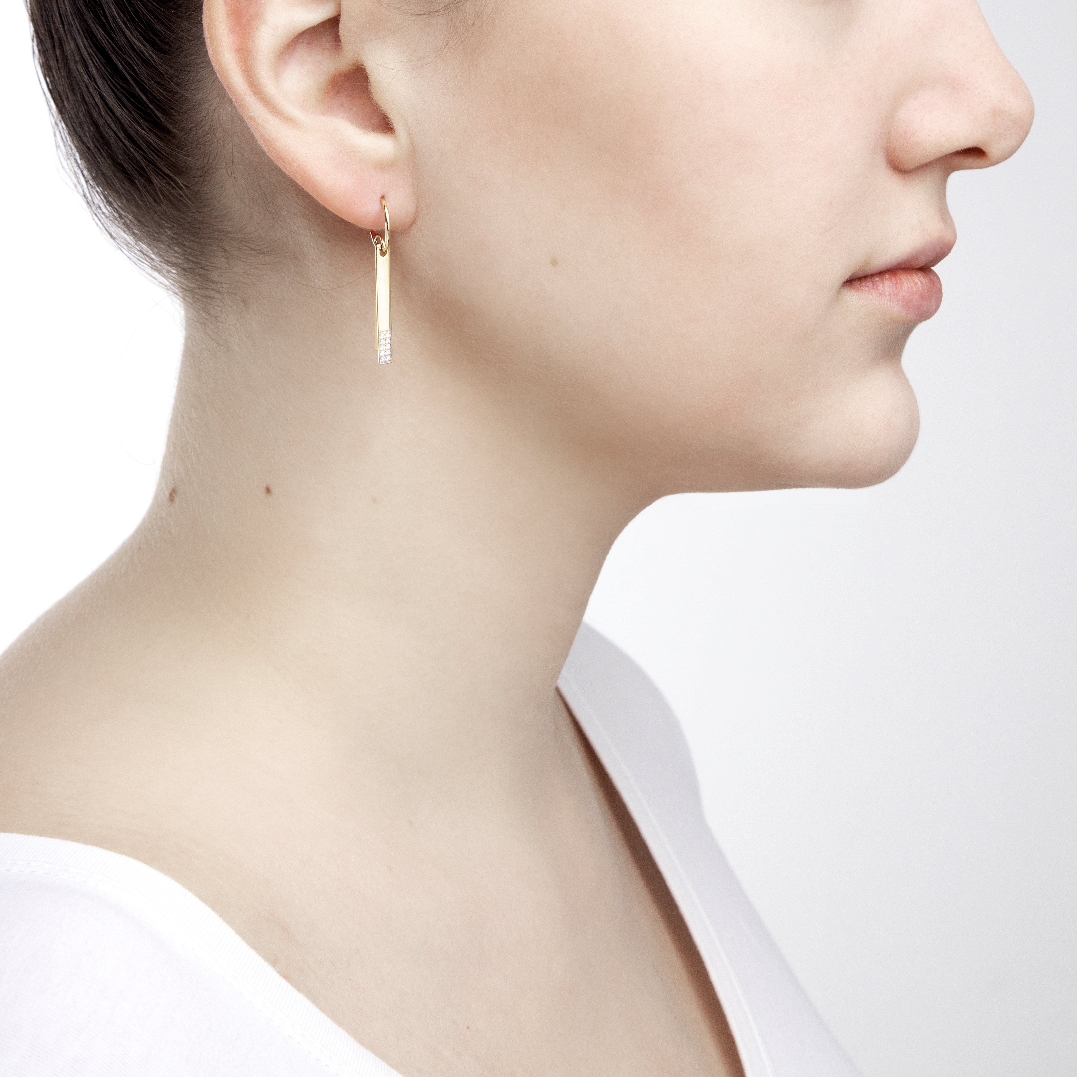 Kolczyki prostokąty Savicki: złote, diamenty - 5