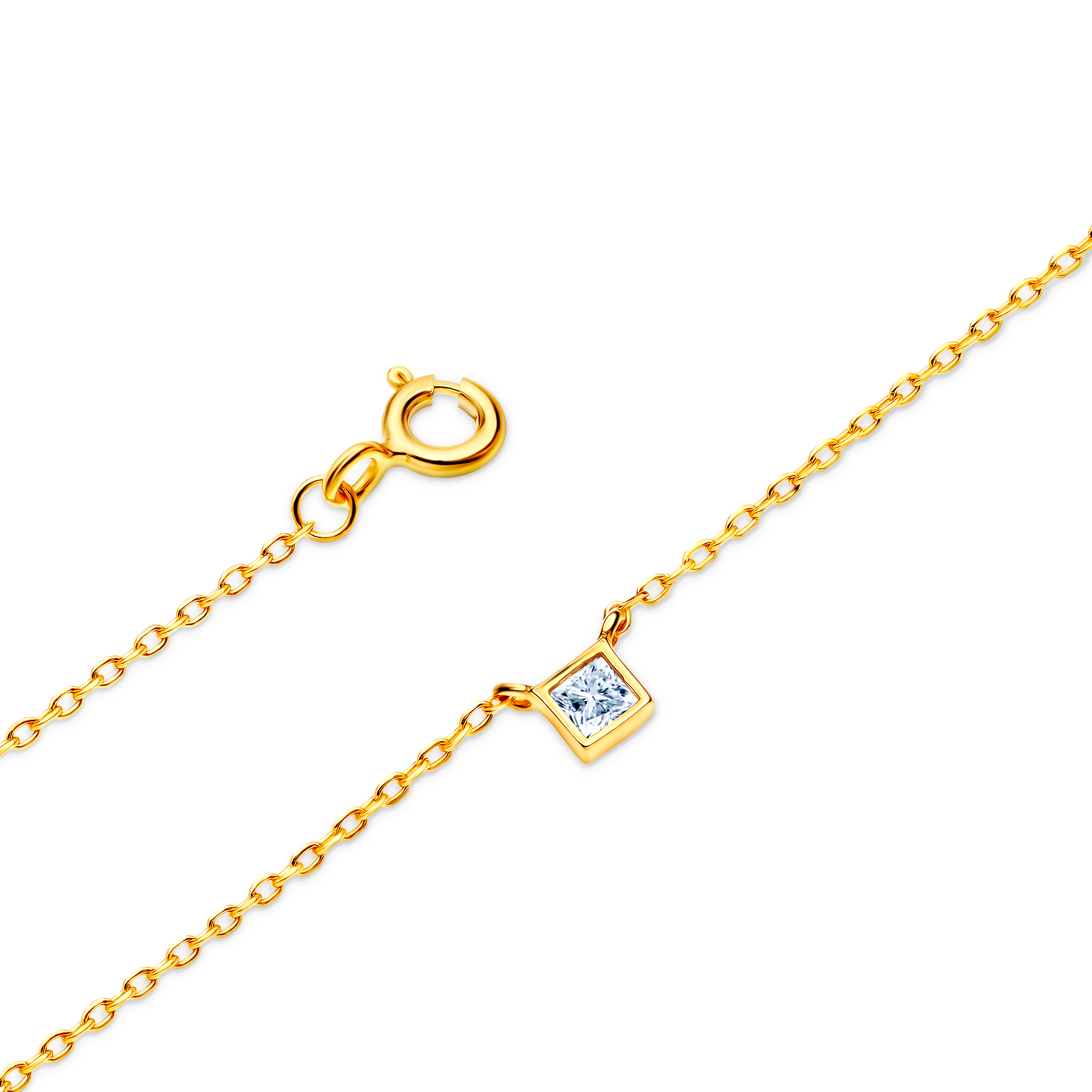 Naszyjnik kwadrat Savicki: srebrny pozłacany, cyrkonia - 3