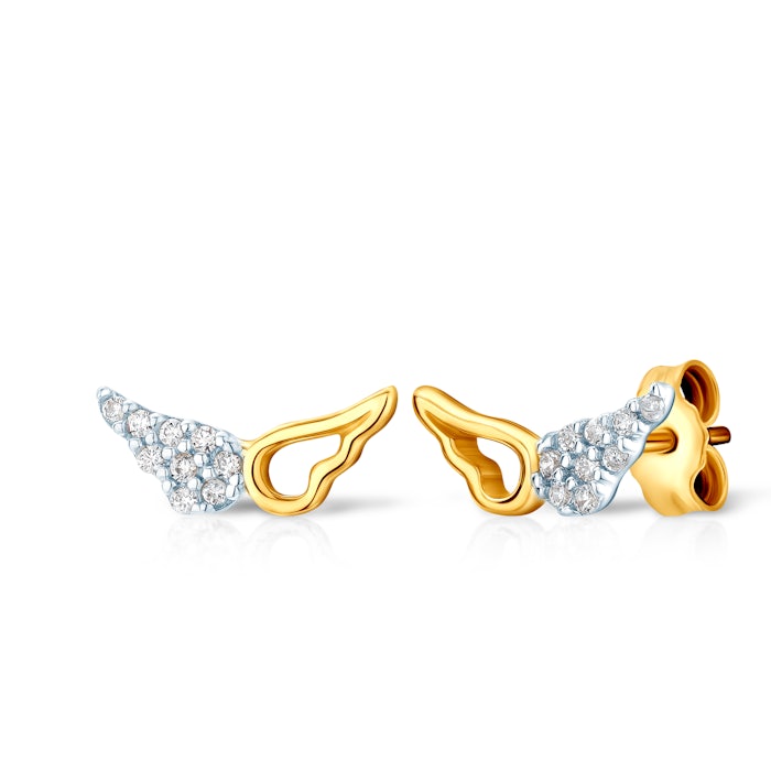 Náušnice křídla SAVICKI: dvoubarevné zlato, zirkony