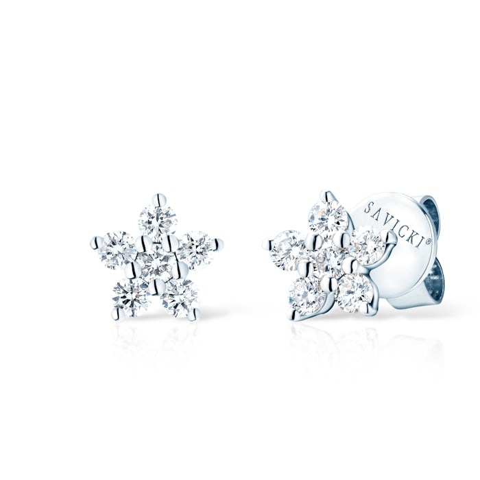 Savicki snowflake earrings: white gold, diamonds