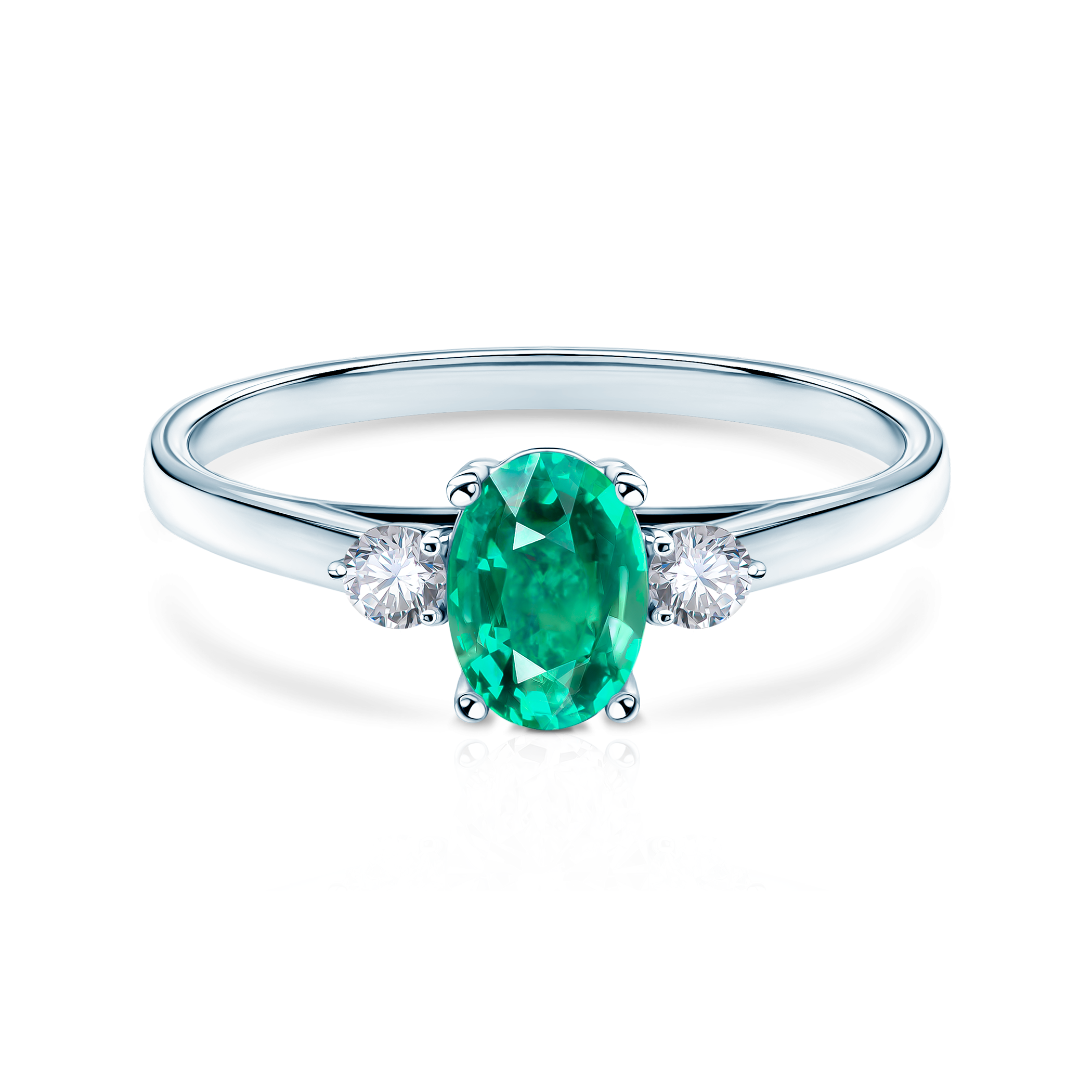 Pierścionek Secret Garden: białe złoto, szmaragd