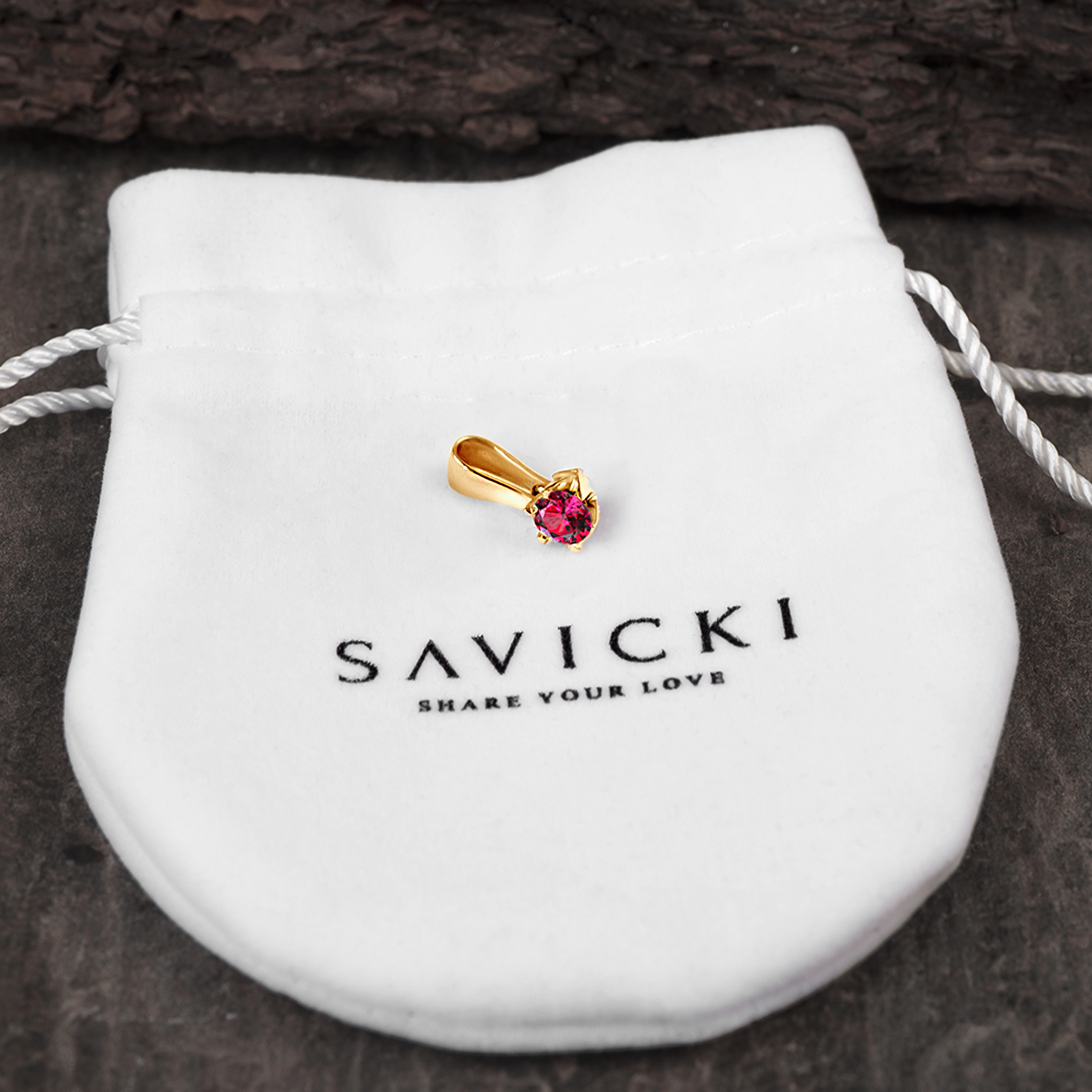 Zawieszka The Journey: złota, rubin  - 4