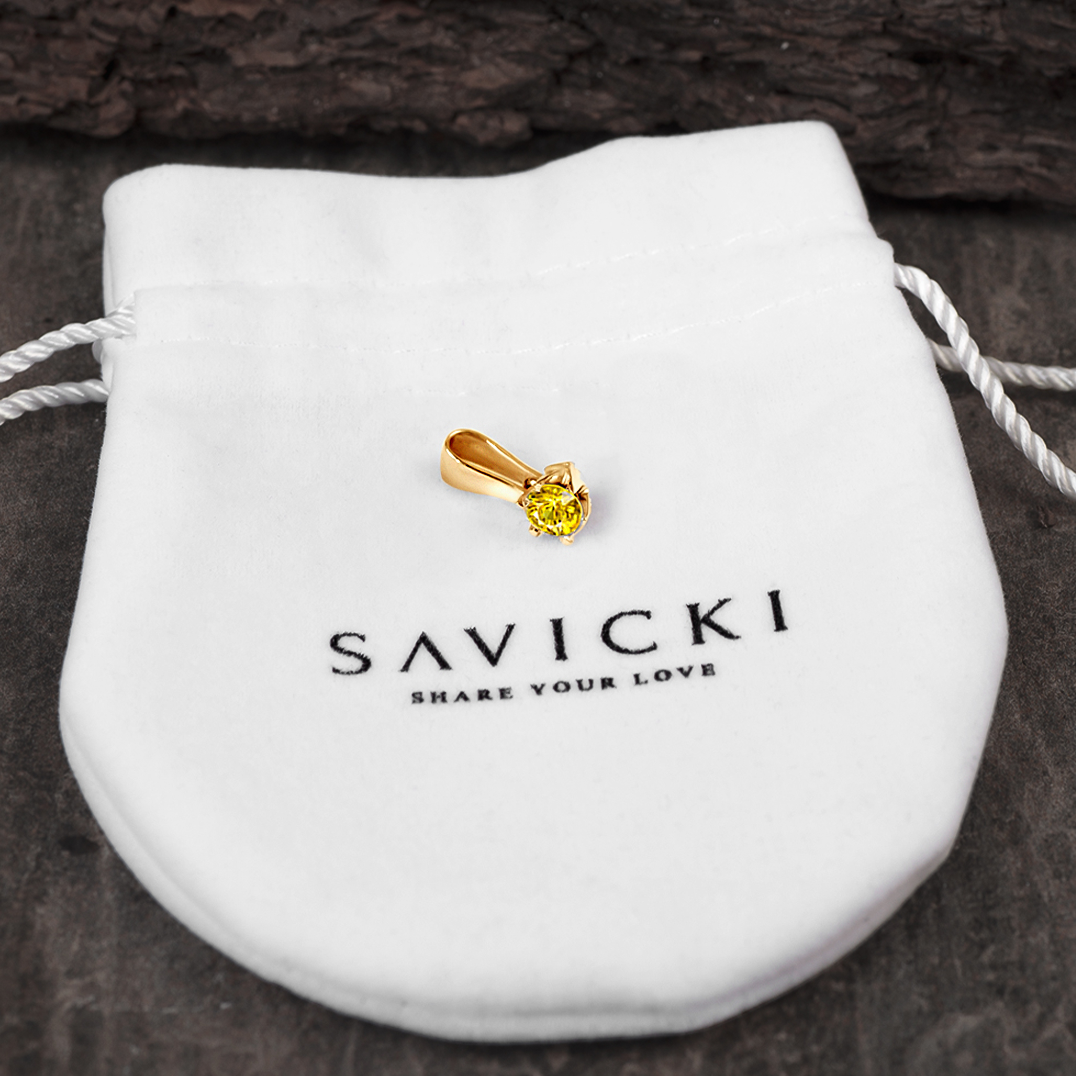 Zawieszka The Journey: złota, żółty szafir 