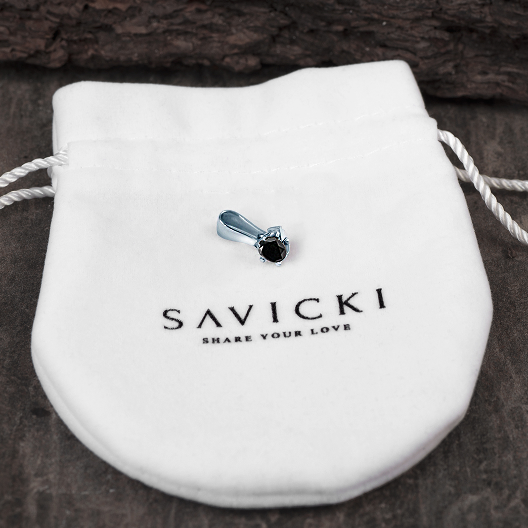 Zawieszka The Journey: białe złoto, czarny diament  - 4