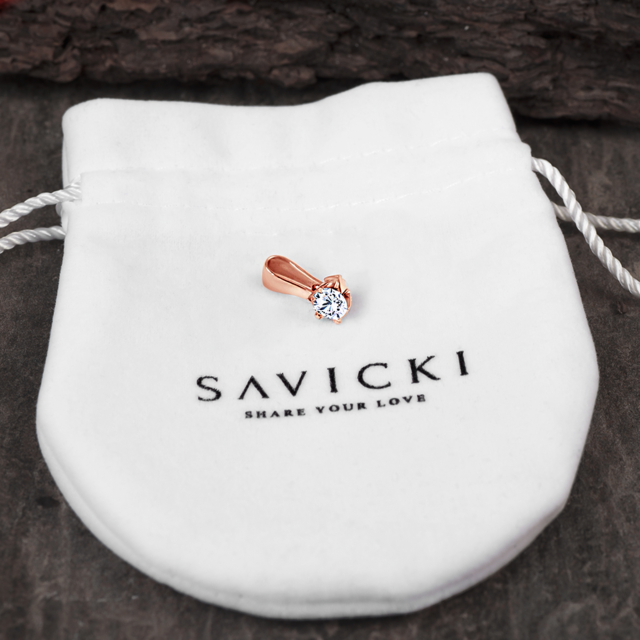 Zawieszka The Journey: różowe złoto, biały szafir  - 4