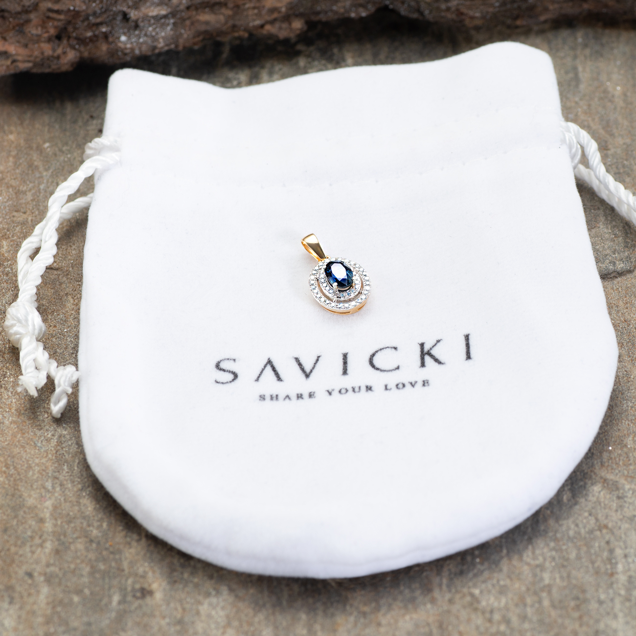 Zawieszka Savicki: złota, niebieski szafir, diamenty - 4