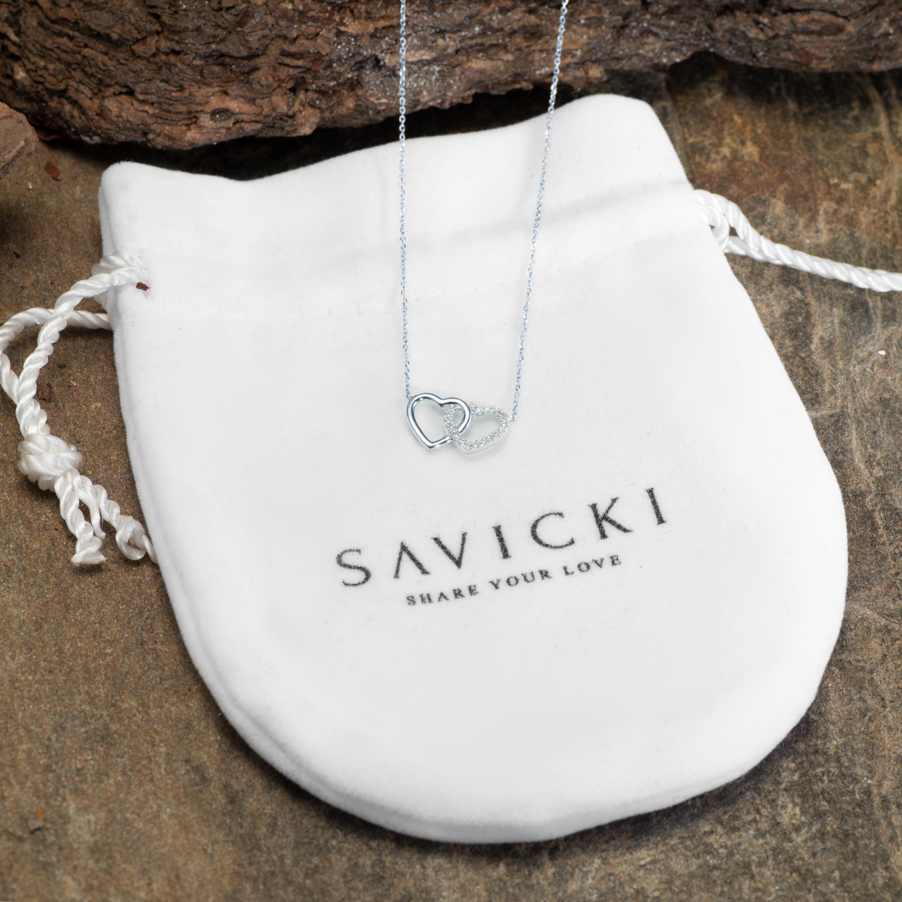 Halskette Herz Savicki: Weißgold, Diamanten