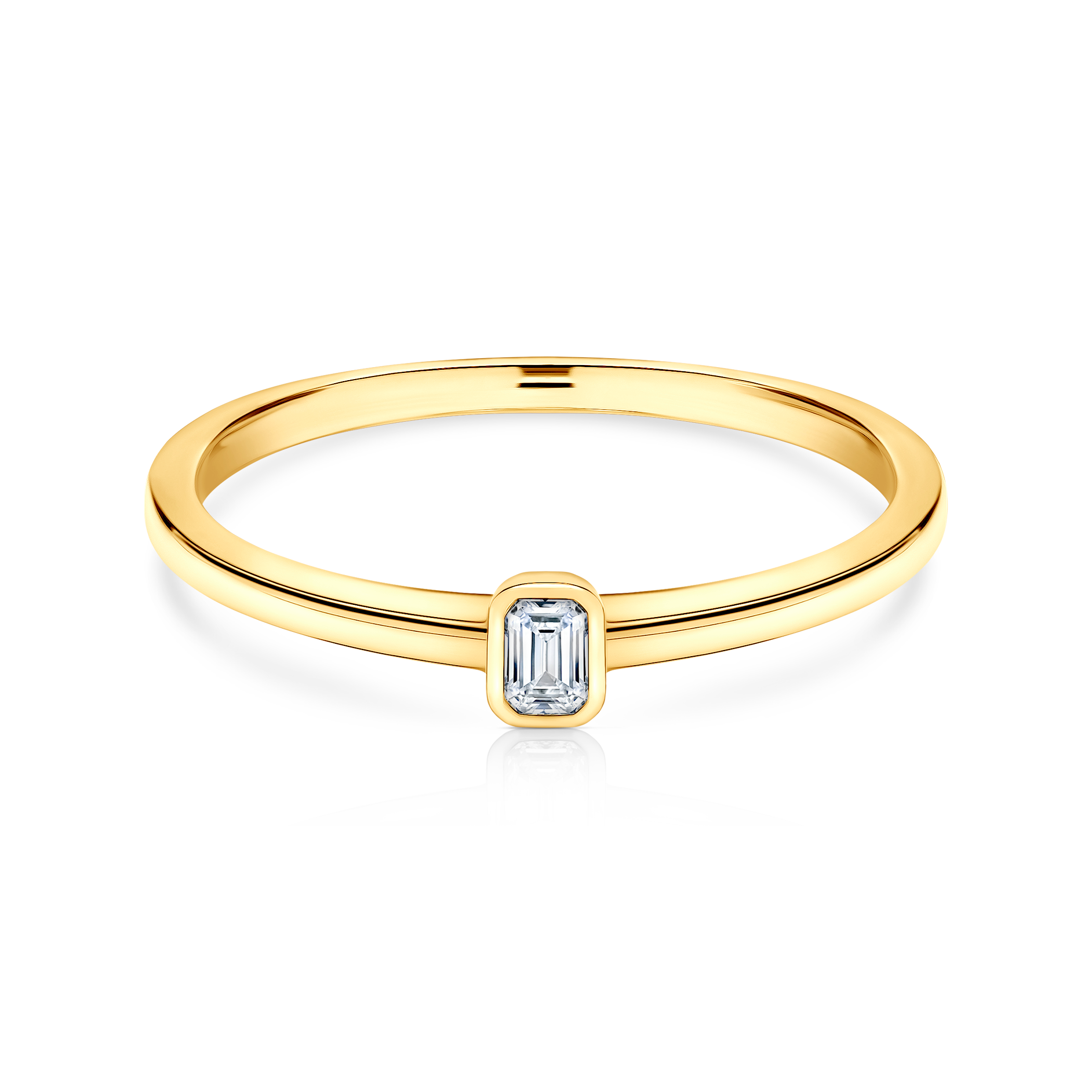 Pierścionek zaręczynowy Pure: złoty, diament w szlifie szmaragdowym