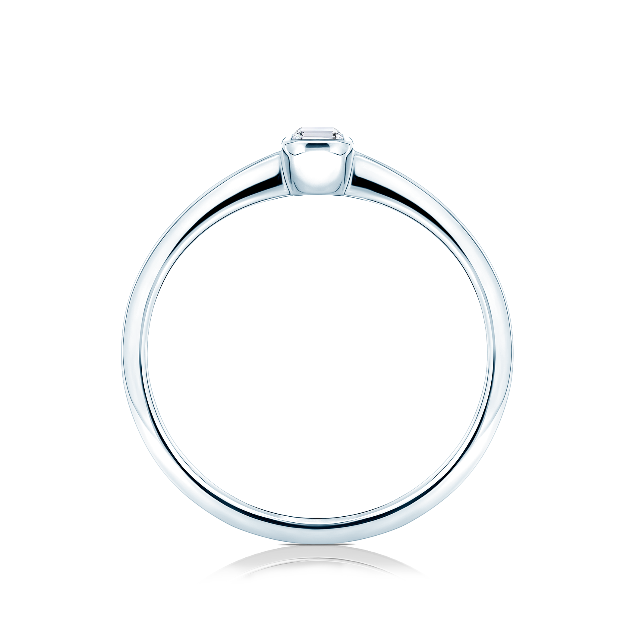 Pierścionek zaręczynowy Pure: białe złoto, diament w szlifie szmaragdowym