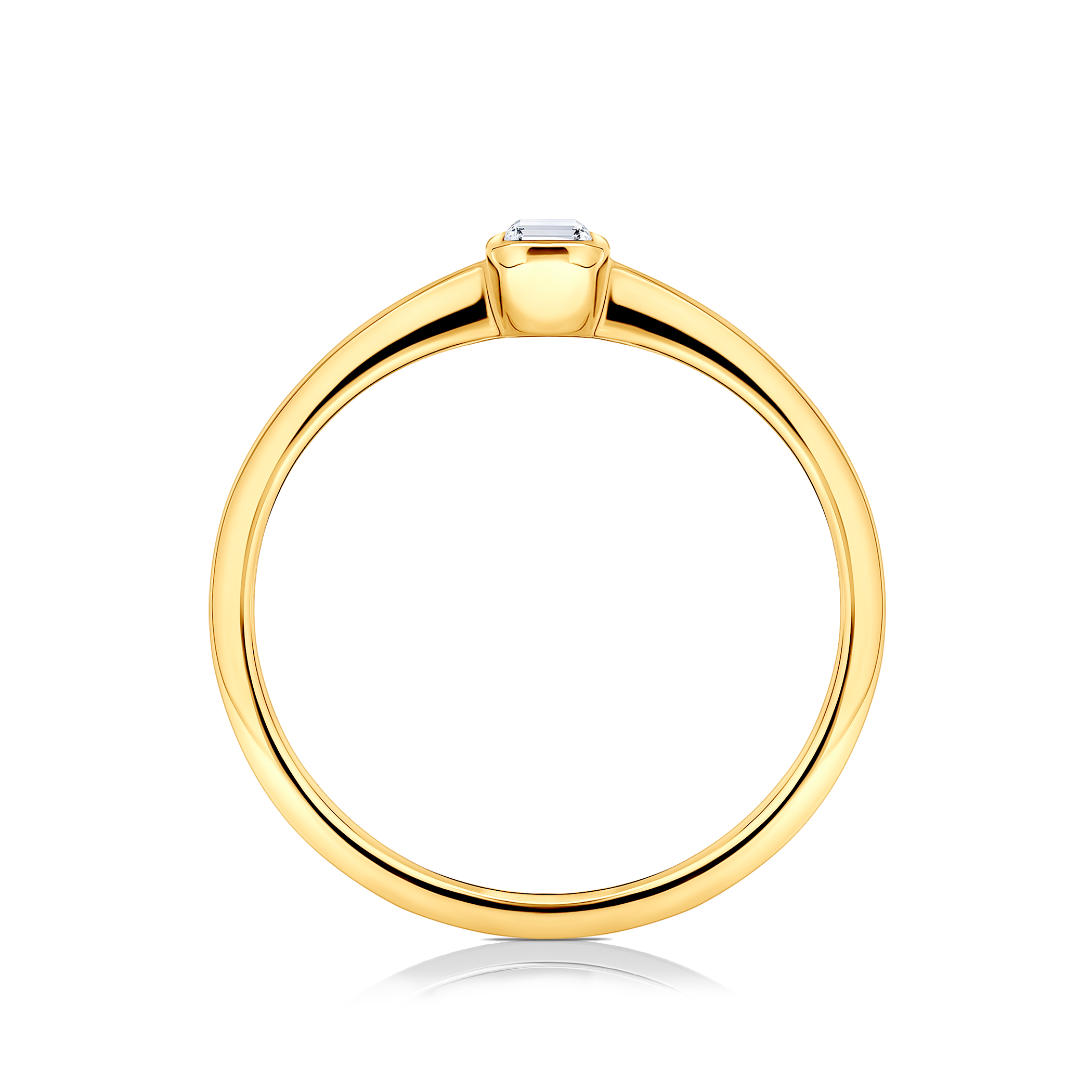 Pierścionek zaręczynowy Pure: złoty, diament w szlifie szmaragdowym