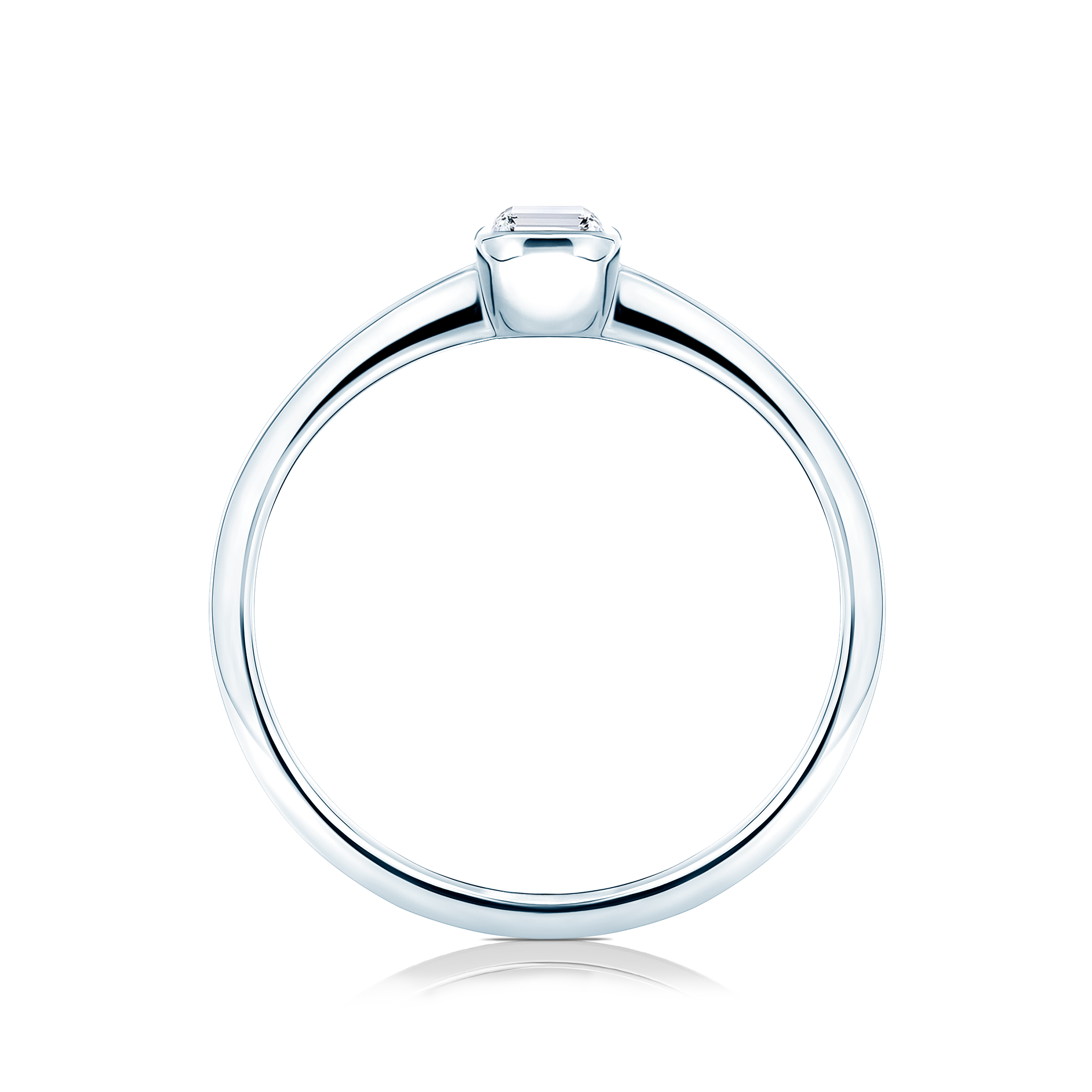 Pierścionek zaręczynowy Pure: białe złoto, diament w szlifie szmaragdowym