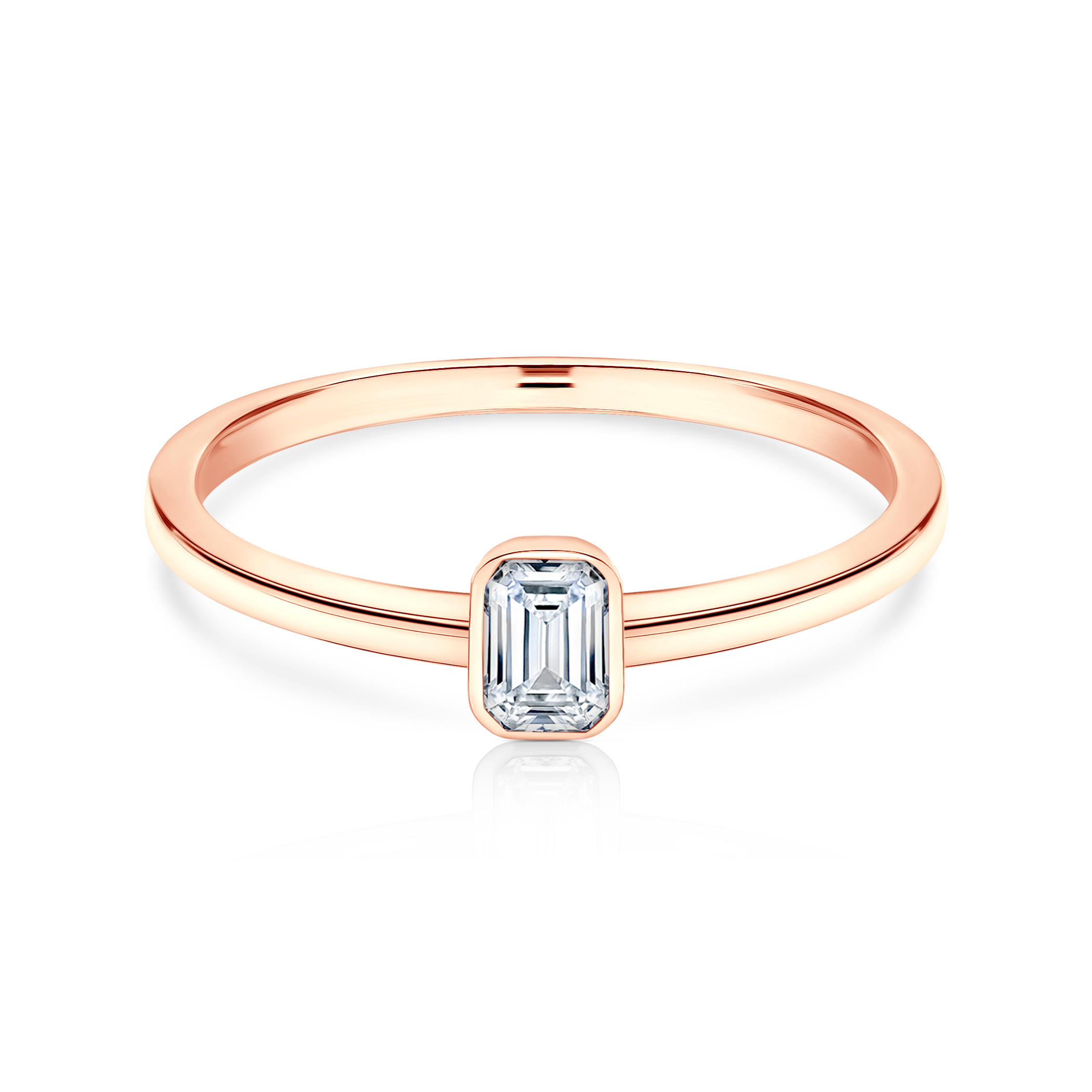 Pierścionek zaręczynowy Pure: różowe złoto, diament w szlifie szmaragdowym