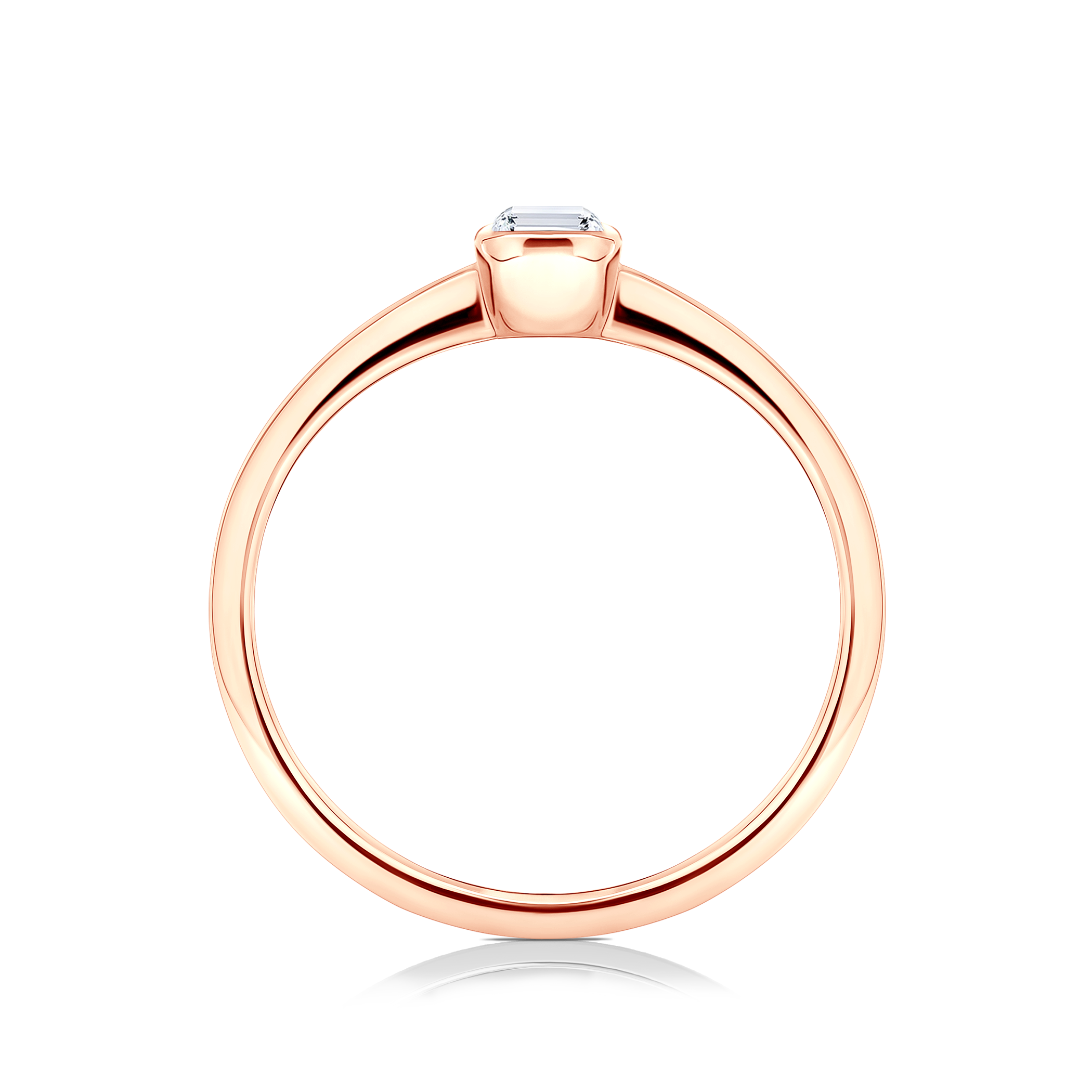 Pierścionek zaręczynowy Pure: różowe złoto, diament w szlifie szmaragdowym