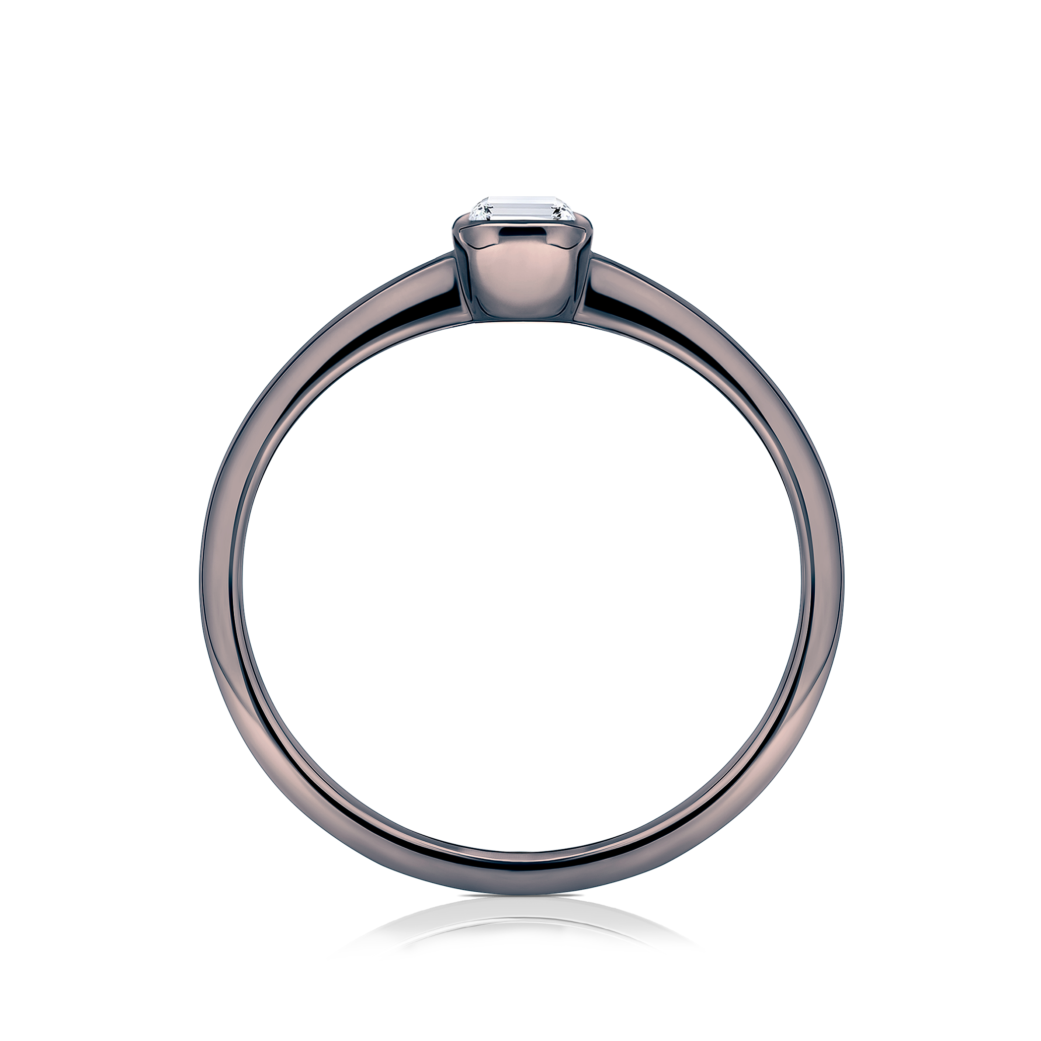 Pierścionek zaręczynowy Pure: czarne złoto, diament w szlifie szmaragdowym