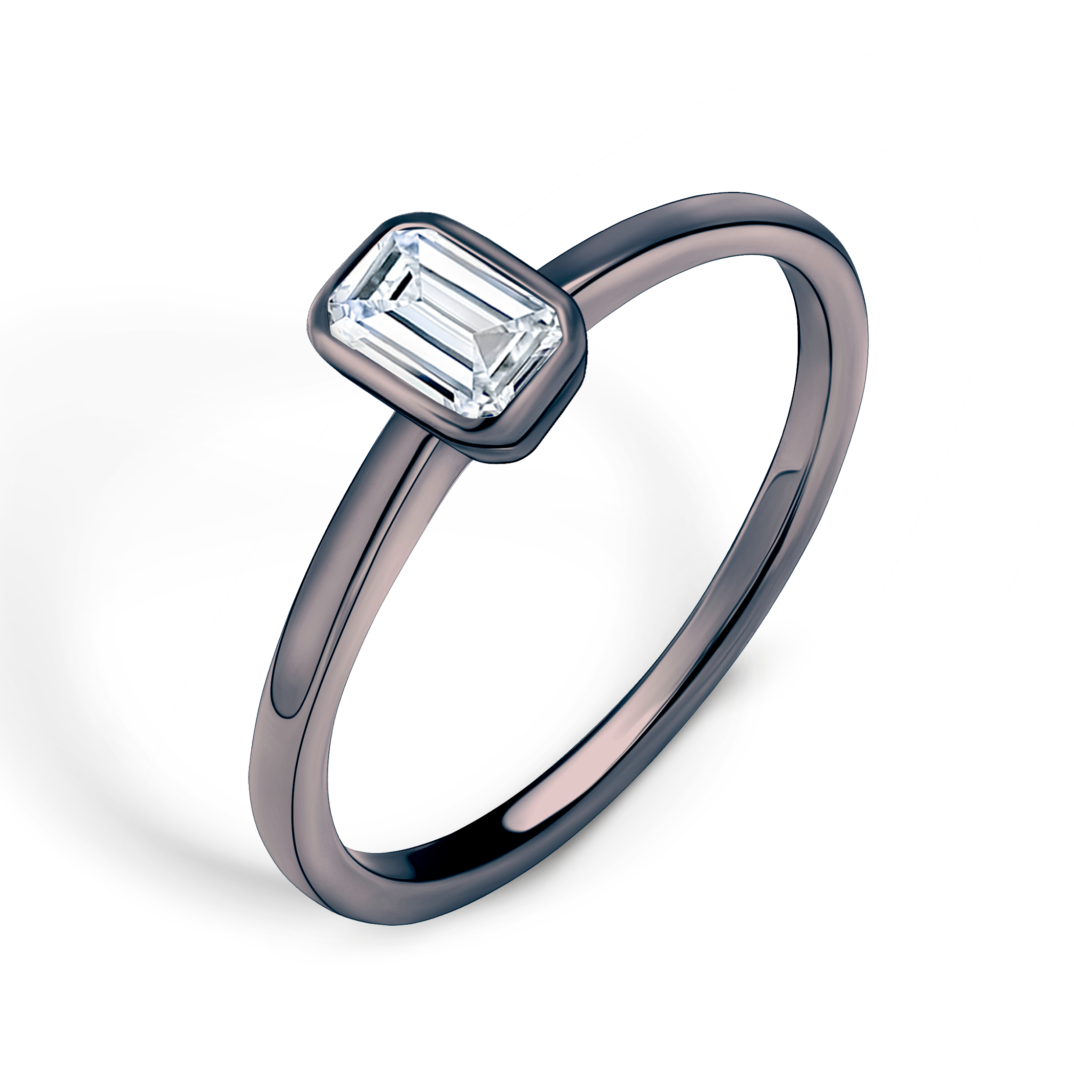 Pierścionek zaręczynowy Pure: czarne złoto, diament w szlifie szmaragdowym