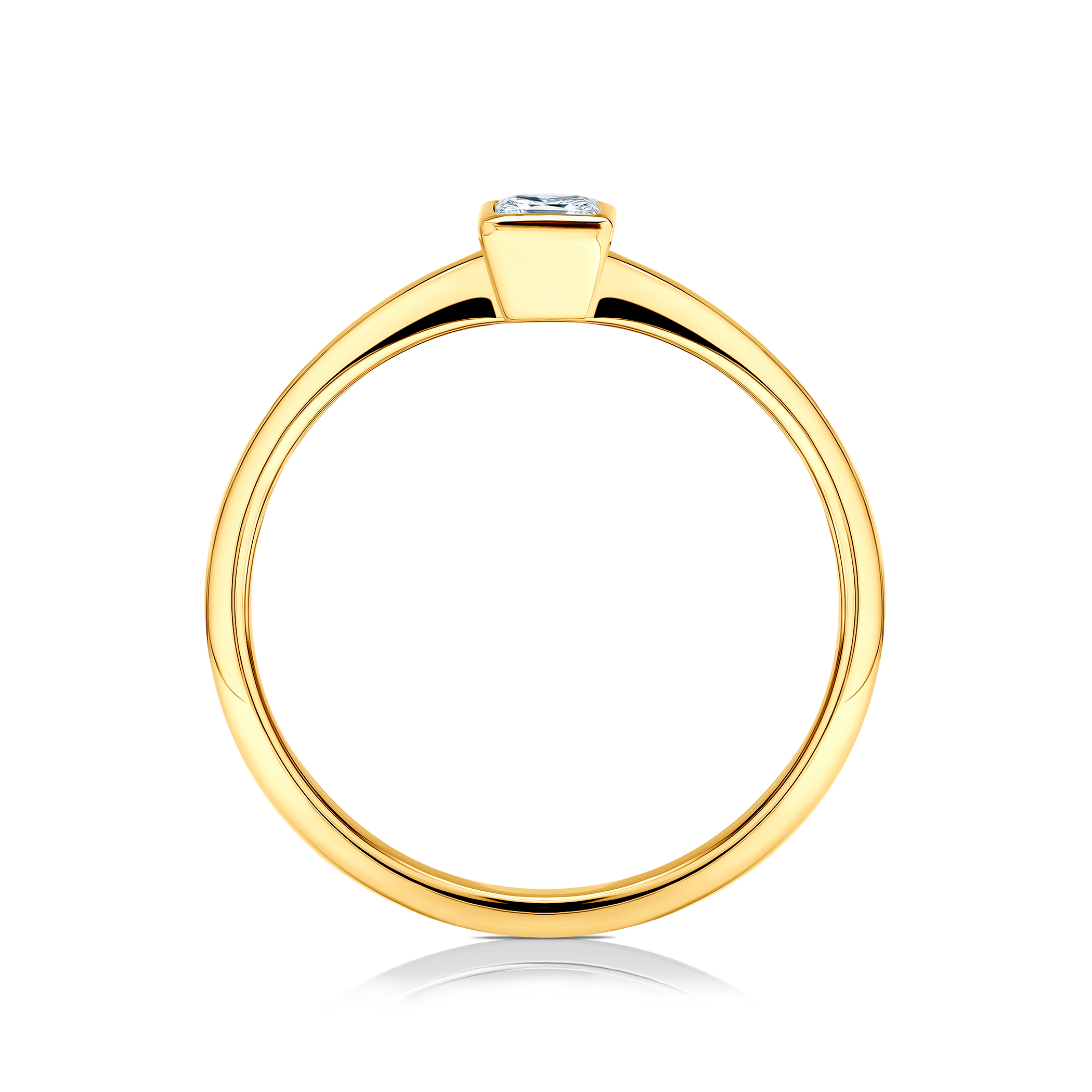 Pierścionek zaręczynowy Pure: złoty, diament w szlifie princessa