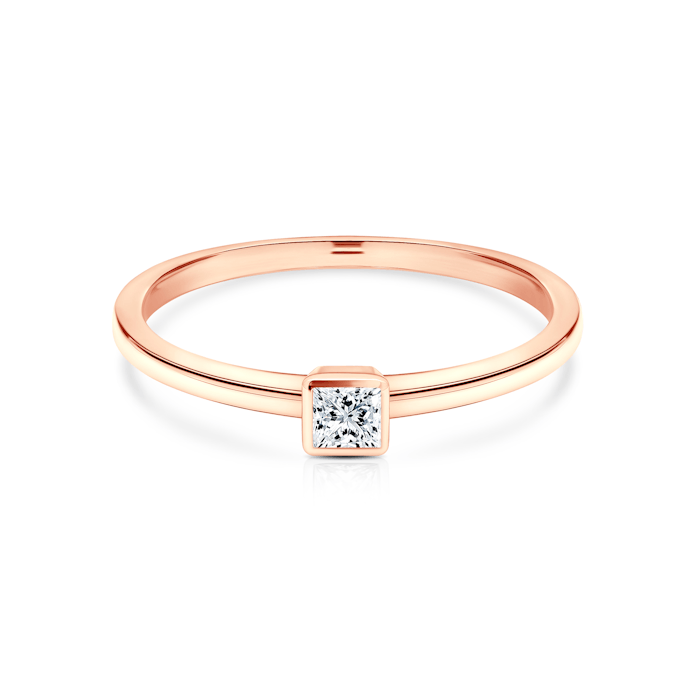 Pierścionek zaręczynowy Pure: różowe złoto, diament w szlifie princessa