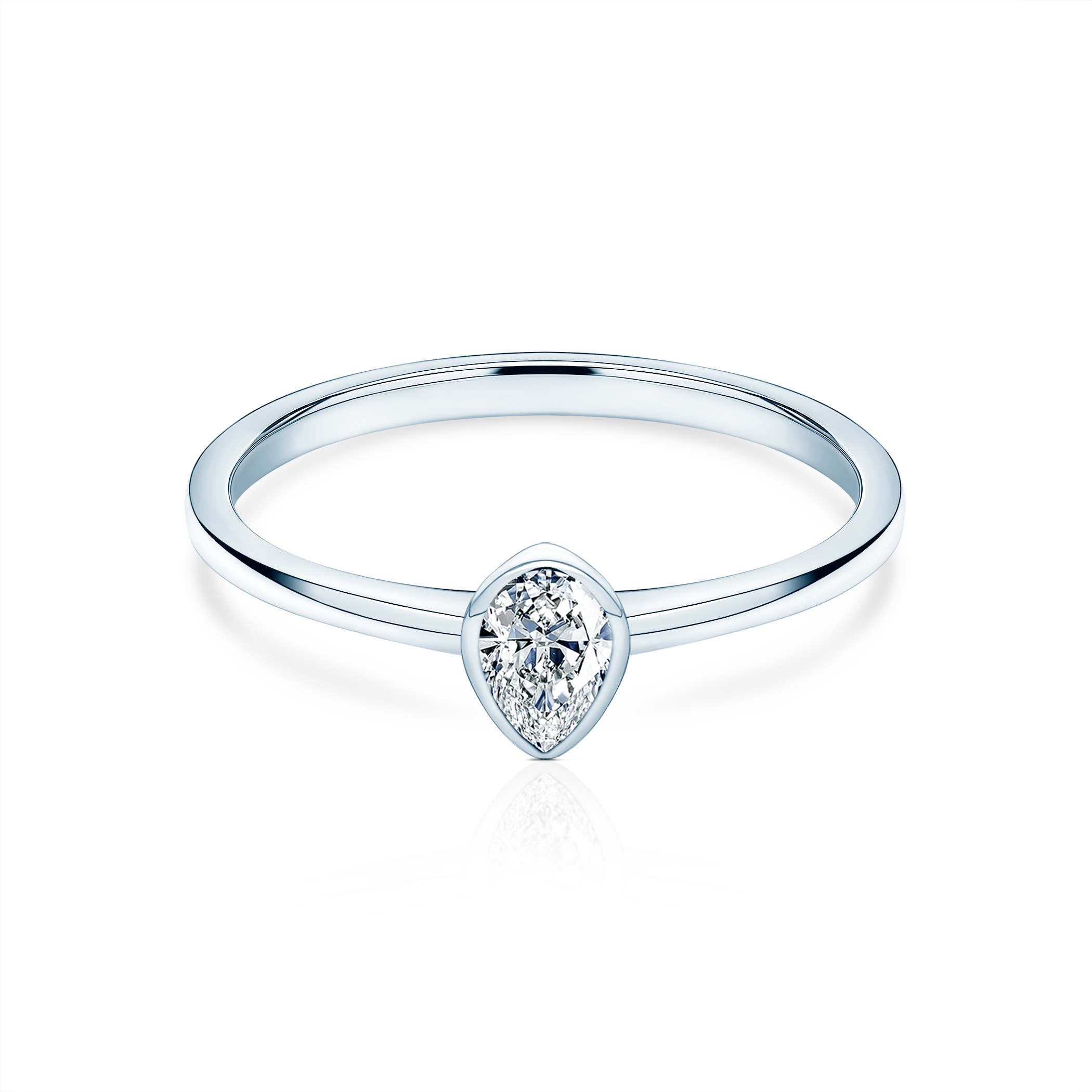 Pierścionek zaręczynowy Pure: białe złoto, diament w szlifie łezka