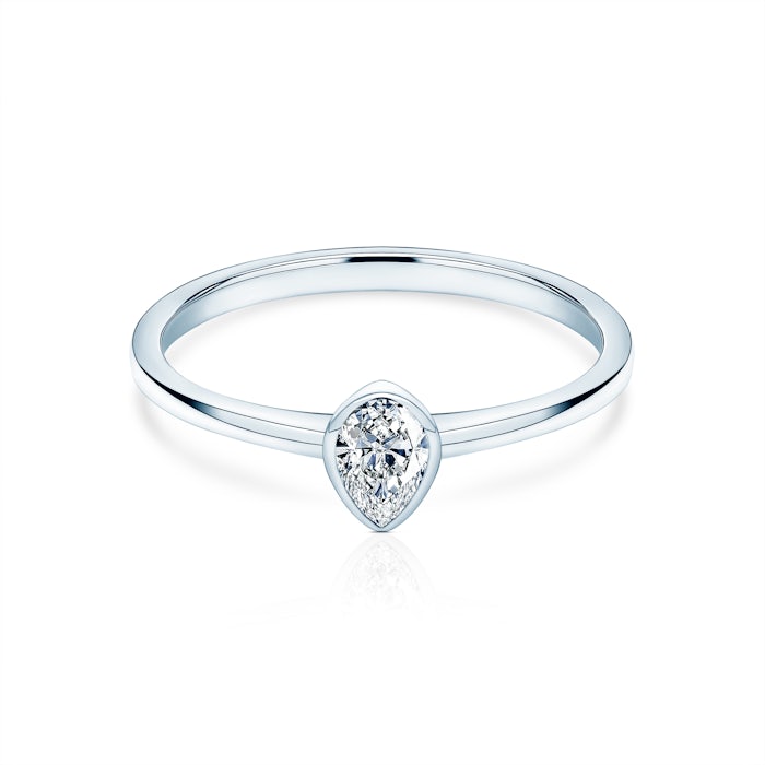 Pierścionek zaręczynowy Pure: białe złoto, diament w szlifie łezka