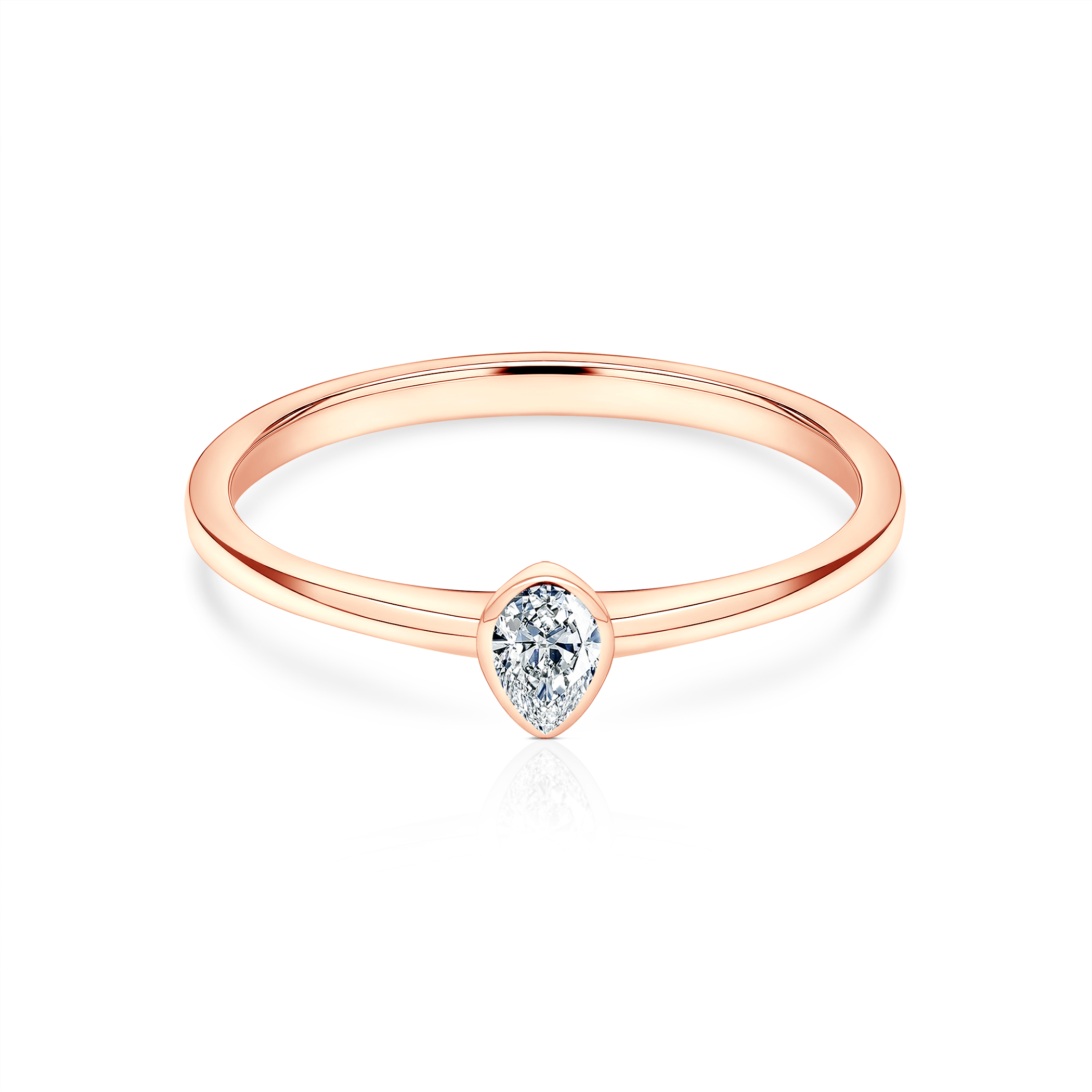 Pierścionek zaręczynowy Pure: różowe złoto, diament w szlifie łezka