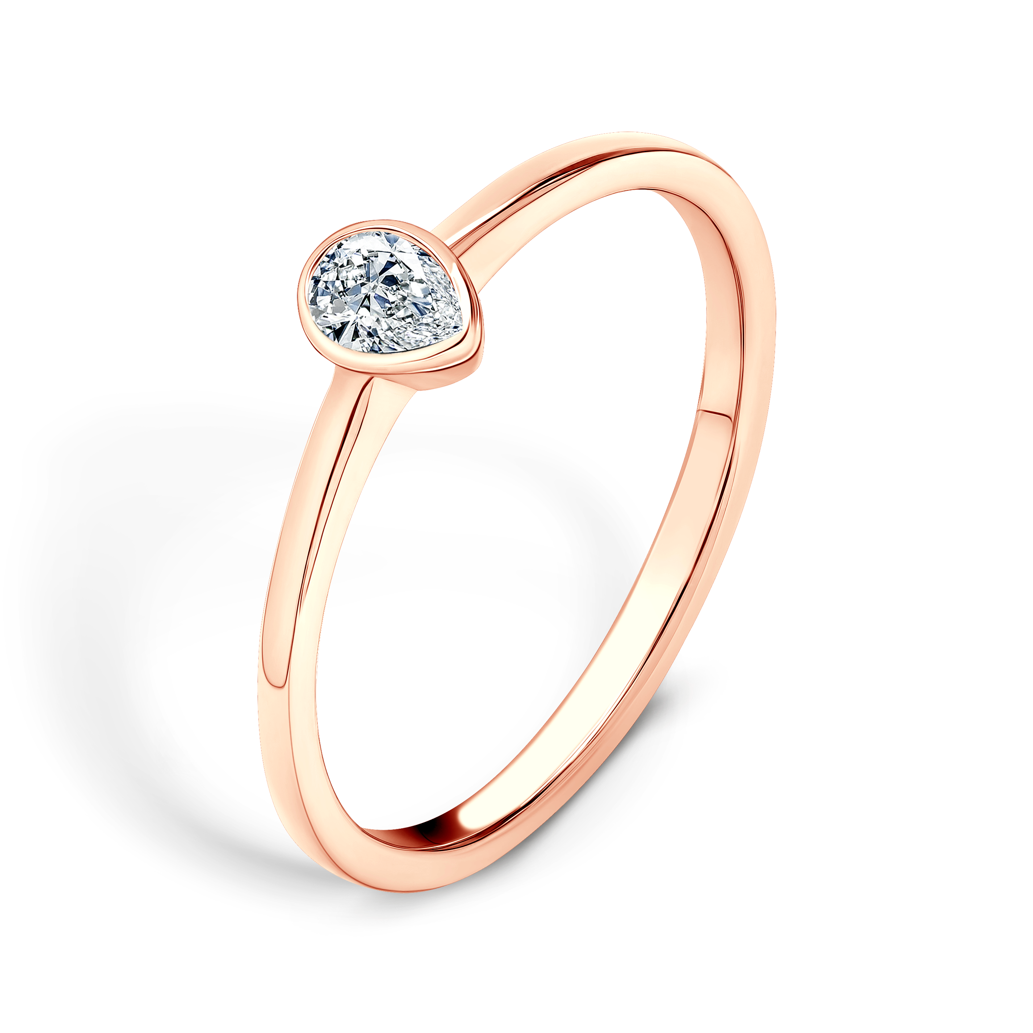 Pierścionek zaręczynowy Pure: różowe złoto, diament w szlifie łezka - 4