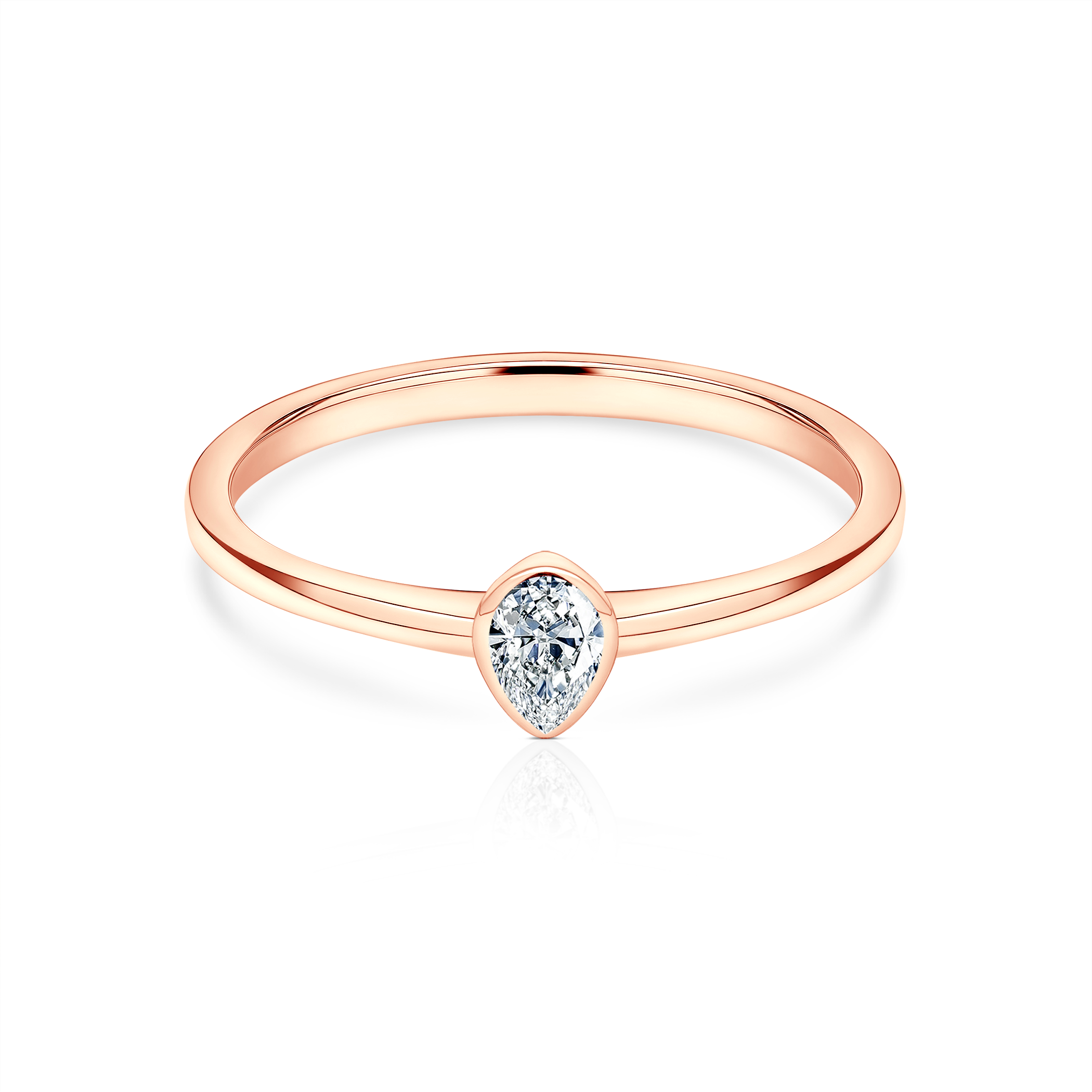 Pierścionek zaręczynowy Pure: różowe złoto, diament w szlifie łezka