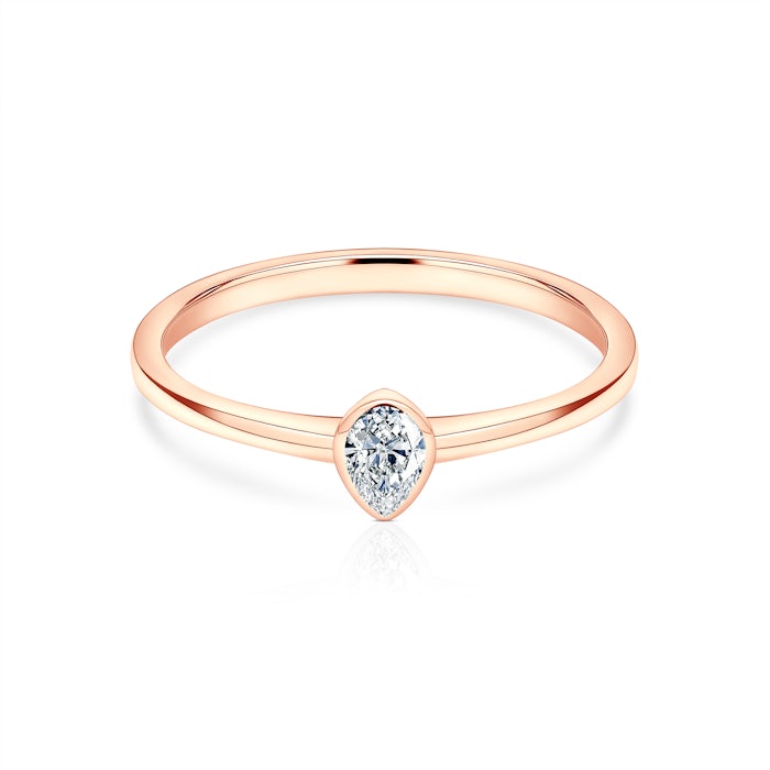 Pierścionek zaręczynowy Pure: różowe złoto, diament w szlifie łezka