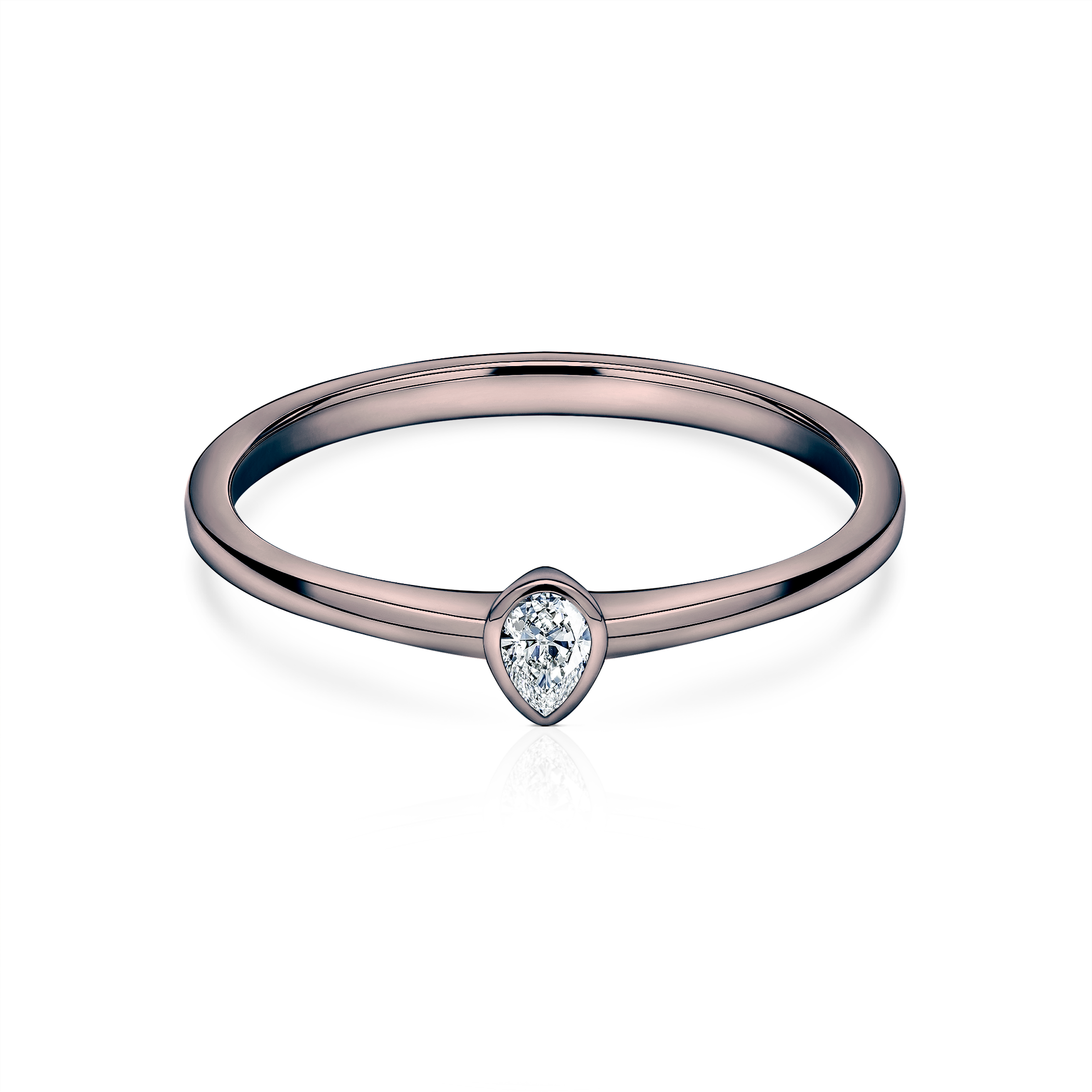 Pierścionek zaręczynowy Pure: czarne złoto, diament w szlifie łezka