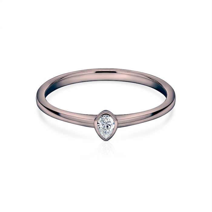 Pierścionek zaręczynowy Pure: czarne złoto, diament w szlifie łezka