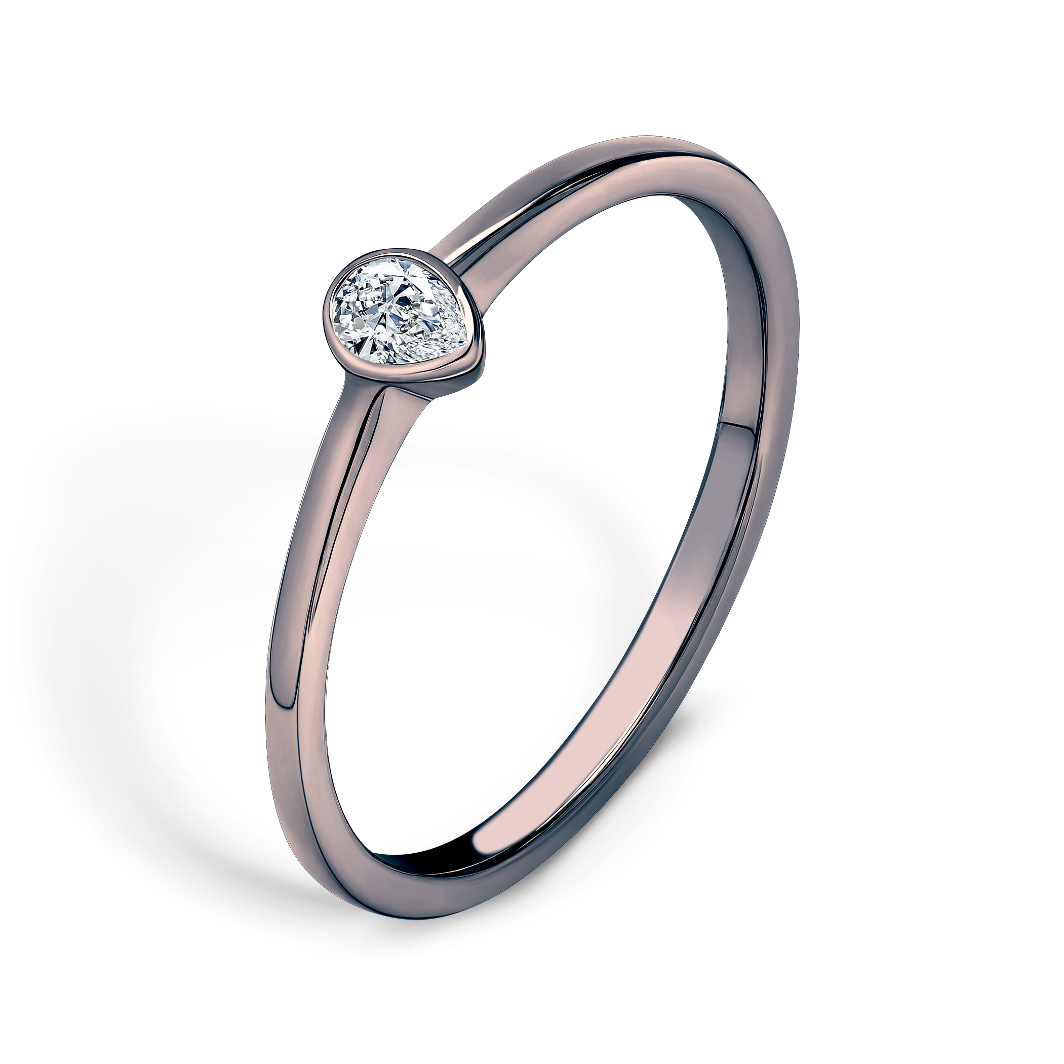 Pierścionek zaręczynowy Pure: czarne złoto, diament w szlifie łezka - 4