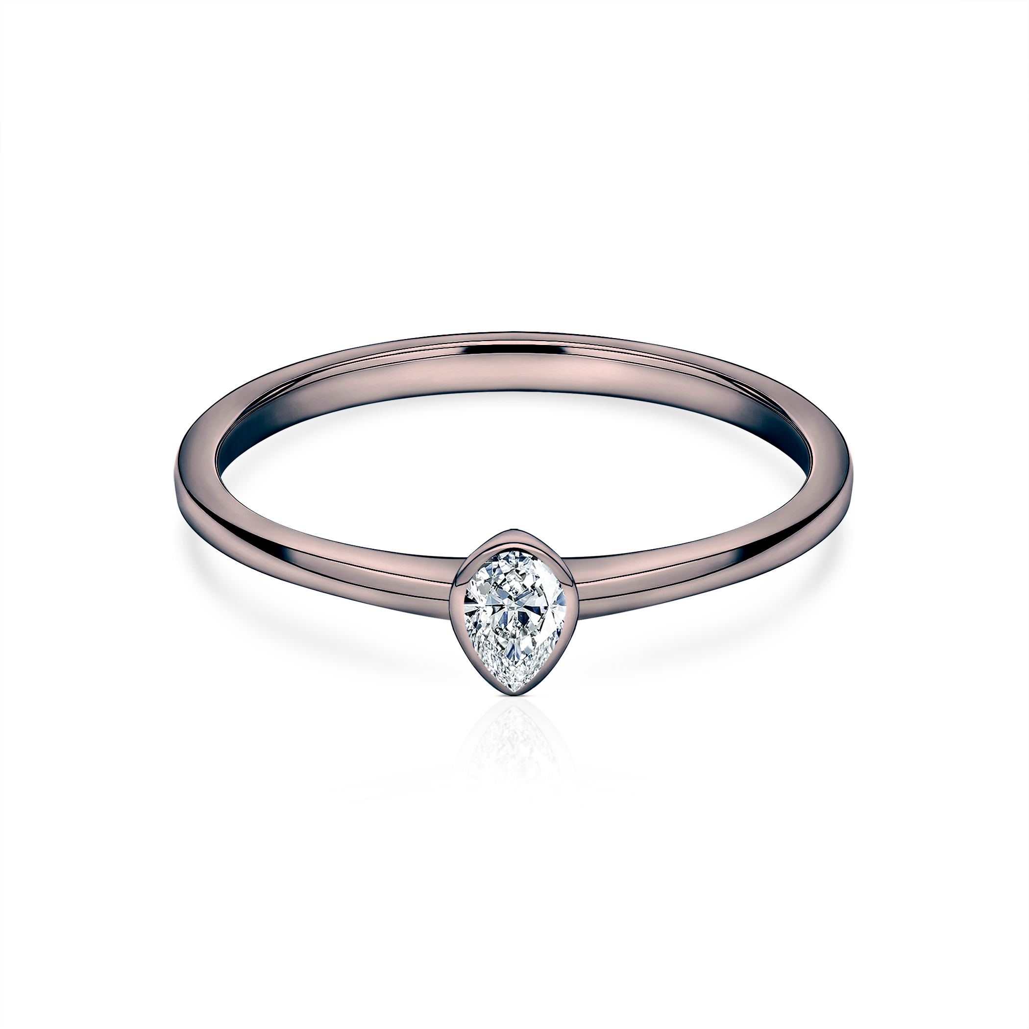 Pierścionek zaręczynowy Pure: czarne złoto, diament w szlifie łezka