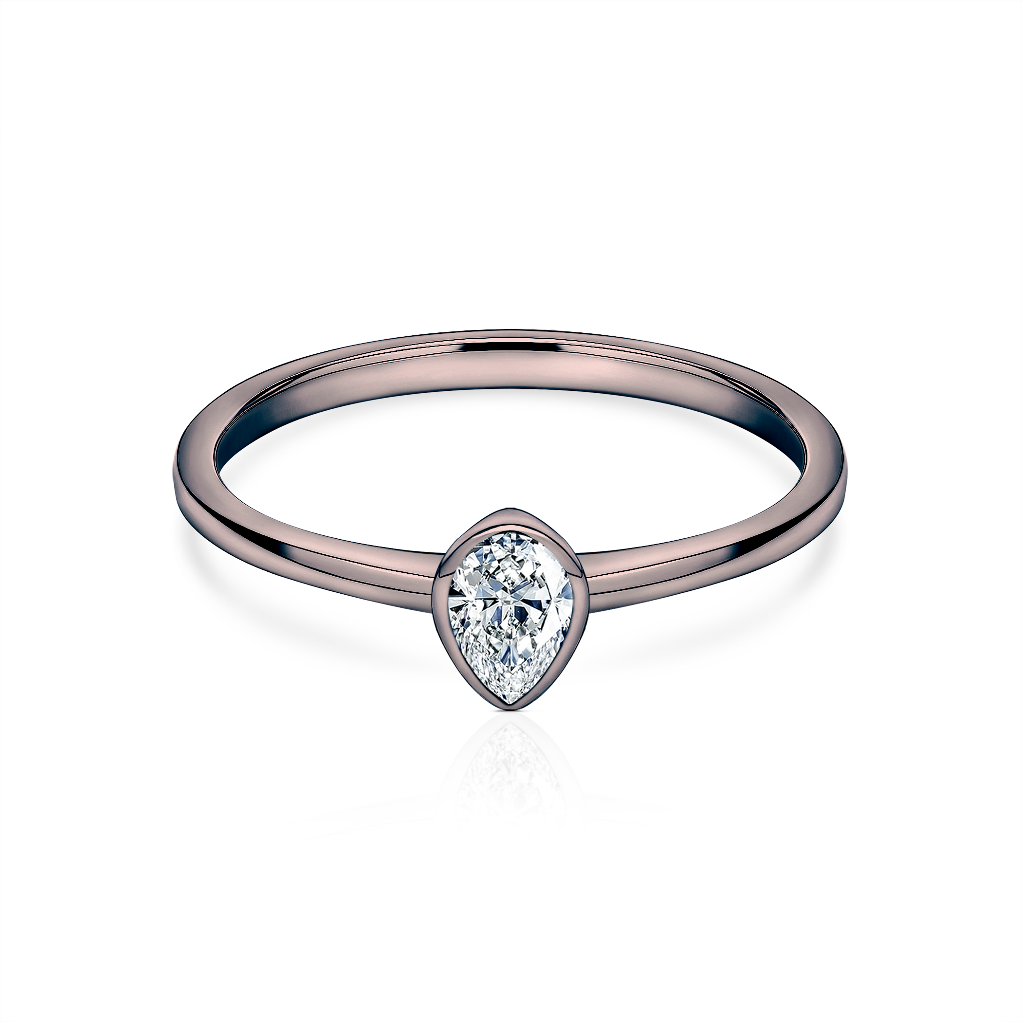 Pierścionek zaręczynowy Pure: czarne złoto, diament w szlifie łezka
