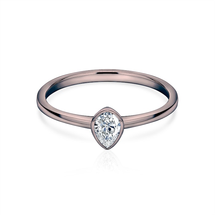 Pierścionek zaręczynowy Pure: czarne złoto, diament w szlifie łezka