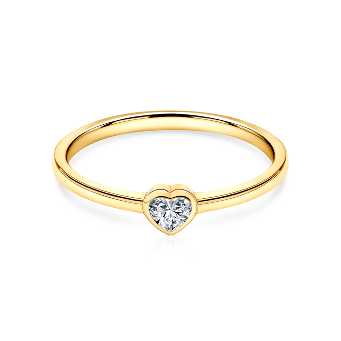 Pierścionek zaręczynowy Pure: złoty, diament w szlifie serce