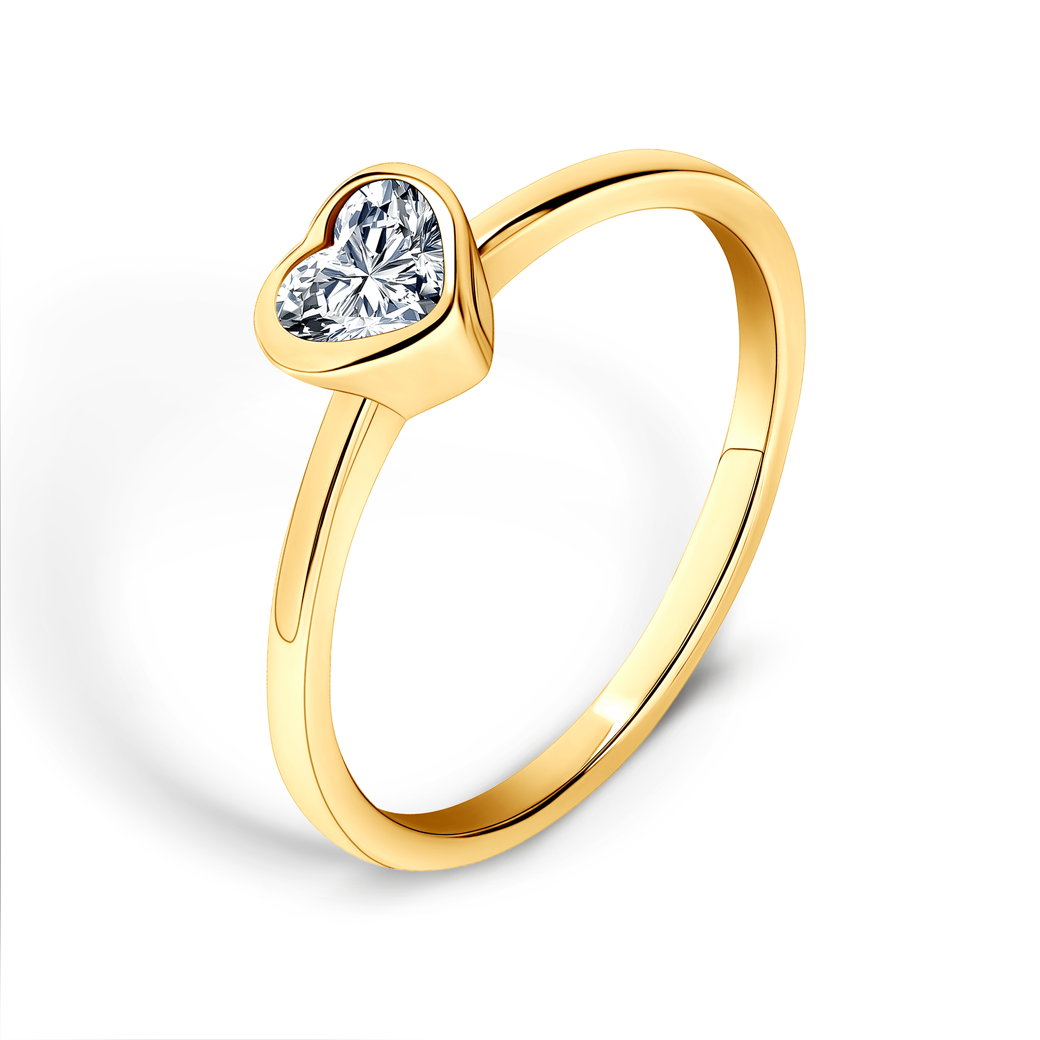 Pierścionek zaręczynowy Pure: złoty, diament w szlifie serce